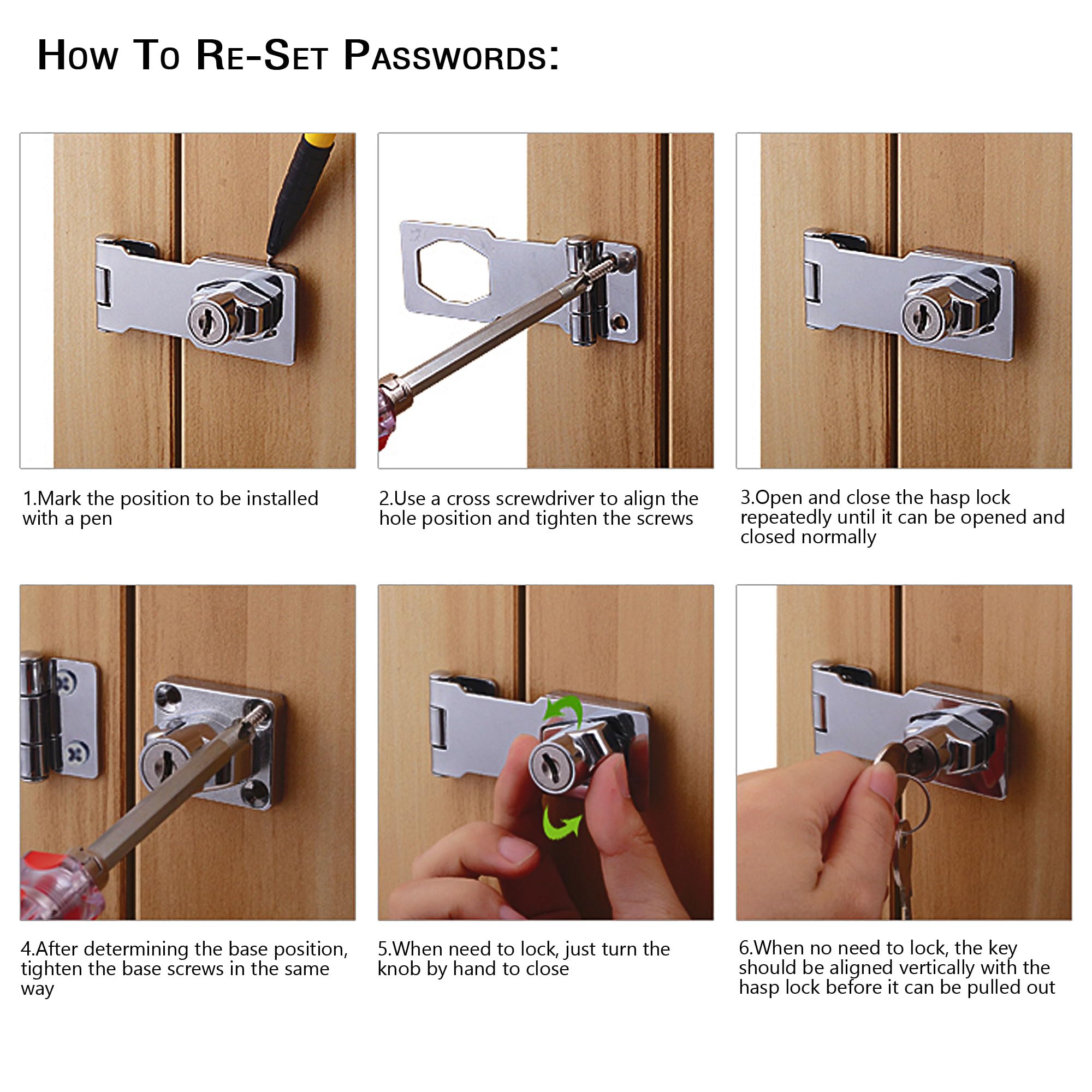 2 Packs Keyed Hasp Locks - V·RESOURCING Twist Knob Keyed Locking Hasp for Small Doors, Drawers, Cabinets, Toolboxes & Storage Boxes - 2.5 Inch Black Hasp Lock with Keys - Secure Your Home, Office & Shed