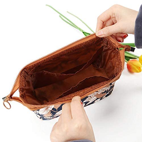 Luxula Waterproof Cosmetic Bag for Women - Travel Makeup Organizer with Zipper, Portable Jewelry Pouch & Brush Holder (Brown) - Perfect for Travel, Gym, and Daily Beauty Essentials Storage