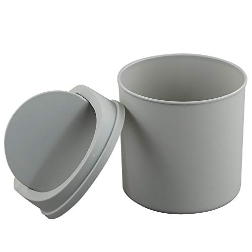 CadineUS 2 Liter Mini Desktop Trash Can with Swing Lid - Small Waste Bin for Office, Bedroom, Bathroom & Car - Compact Grey Garbage Can for Home & Workspace Organization