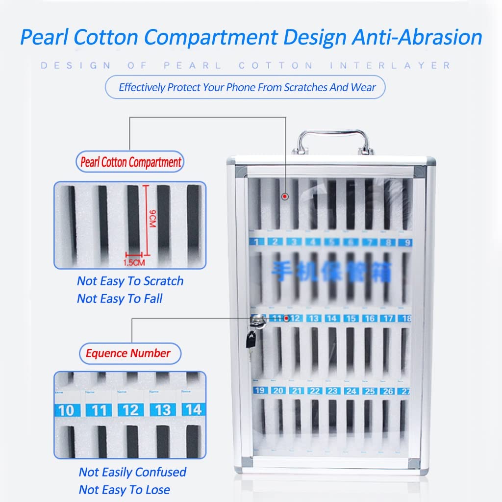 Aluminum Alloy Wall Mounted Lockable Pocket Chart Storage Cabinet - 60 Slots Organizer for Cell Phones, Keys & Office Supplies | Perfect for Classrooms, Retail Stores & Security Checkpoints