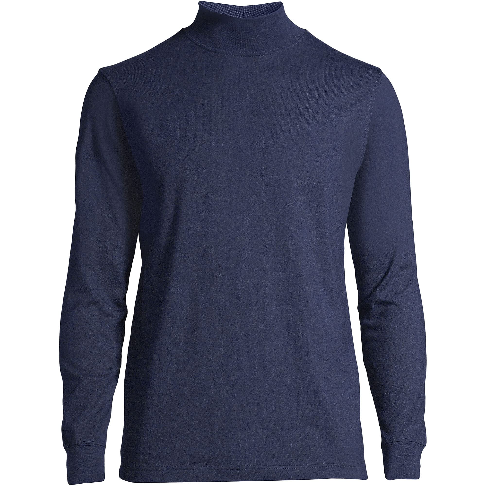 Lands' End Men's Super-T Cotton Blend Mock Turtleneck Shirt | Comfortable Stretch Knit Top for Business Casual & Office Wear