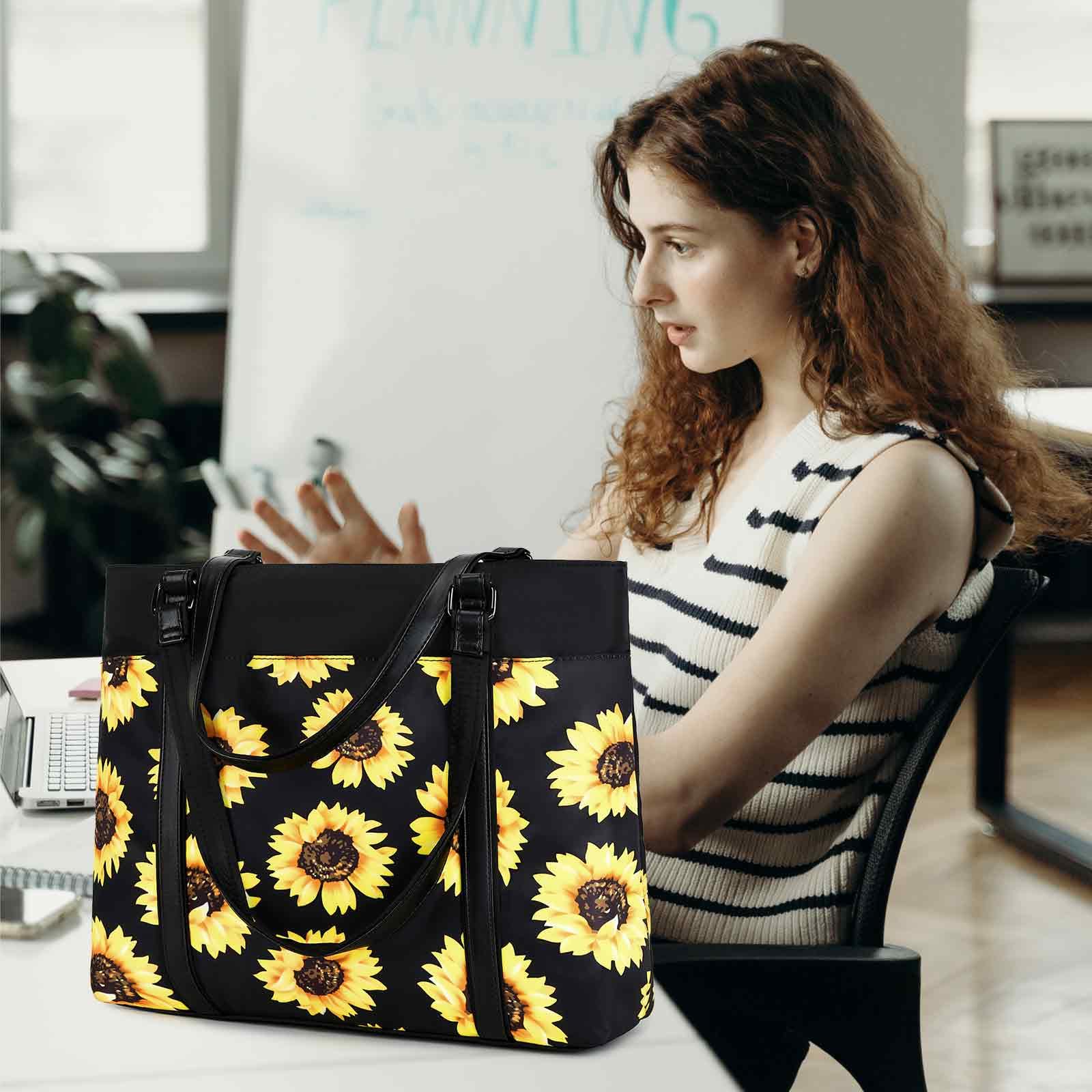 Stylish Women's Canvas Laptop Tote Bag - Lightweight Work Purse & Shoulder Bag Fits 15.6 Inch Laptop | Perfect for Office, Business Travel & Daily Commute