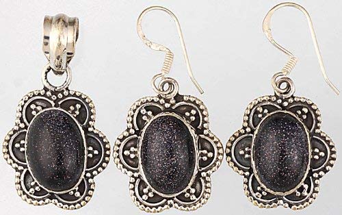 Blue Sunsitara Pendant & Earrings Set - Sterling Silver Jewelry for Women - Perfect for Weddings, Parties & Everyday Wear