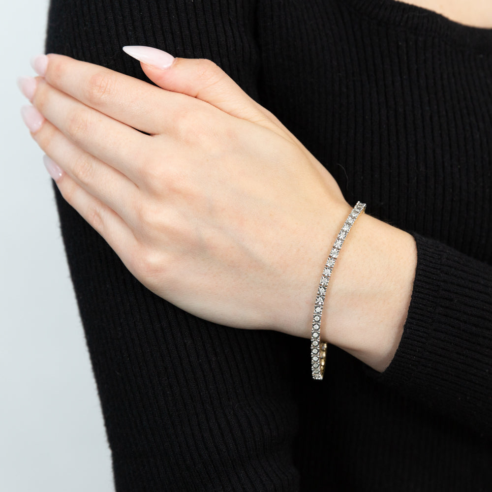 1 Carat Diamond Tennis Bracelet in 9ct Yellow Gold - Elegant Jewelry Gift for Women, Anniversary & Special Occasions