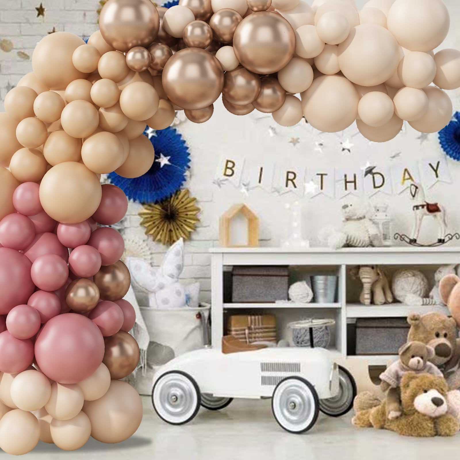 Blush Nude & Pink Balloon Garland Kit - Dusty Pink Balloons with Apricot, White, Champagne & Gold | Perfect for Bridal Showers, Weddings, Birthdays & Baby Showers | Elegant Party Decorations for Any Celebration