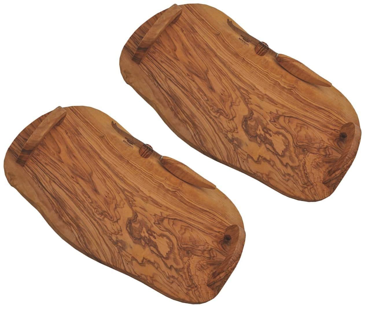 Premium Wooden Cheese Board Set - 2 Pack with Brie & Laguiole Knives - Charcuterie Serving Platter for Entertaining, Wine Pairing & Gourmet Cheese Presentation