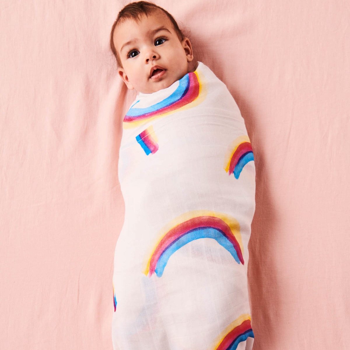Rainbow Love Bamboo Swaddle Blanket - Soft Organic Baby Wrap for Newborns & Infants - Perfect for Swaddling, Nursing & Photo Shoots
