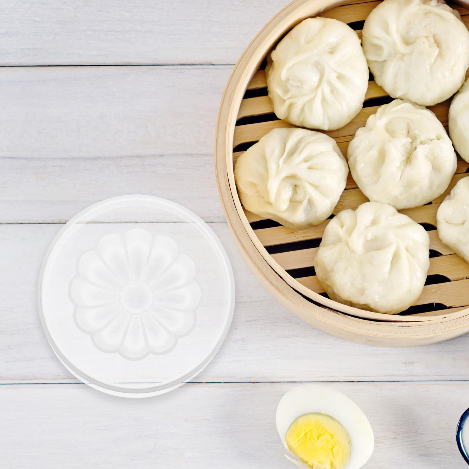 2-Piece Plastic Steamed Bun Maker Set - 3.73 Inch (9.5cm) Round Baozi Mold for Homemade Chinese Buns, Dumplings & Pastries - Durable Kitchen Baking Tool (Transparent) - Perfect for Asian Cooking, Meal Prep & Party Snacks