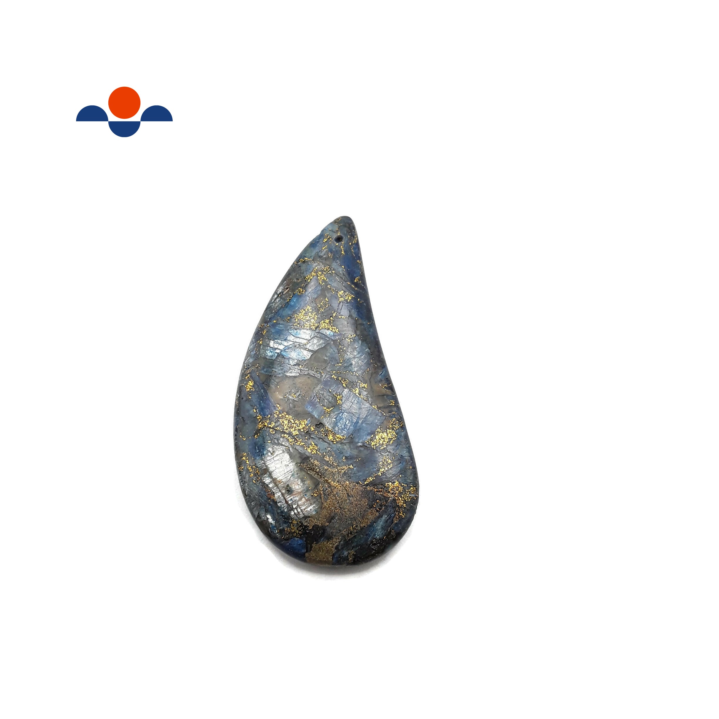 Natural Kyanite with Gold Matrix Pendant - 25x50mm Curved Drop Shape for Jewelry Making & Spiritual Healing