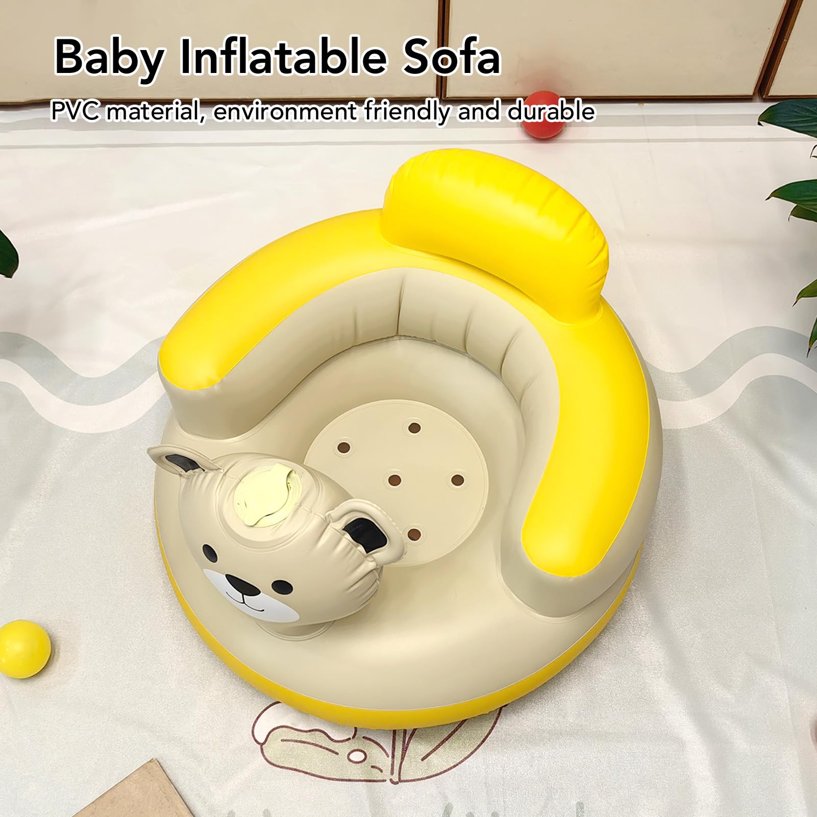 Inflatable Baby Seat - Portable PVC Baby Sofa Chair for Infants & Toddlers | Safe & Comfortable for Home, Bed, Bathroom, Travel & Outdoor Use