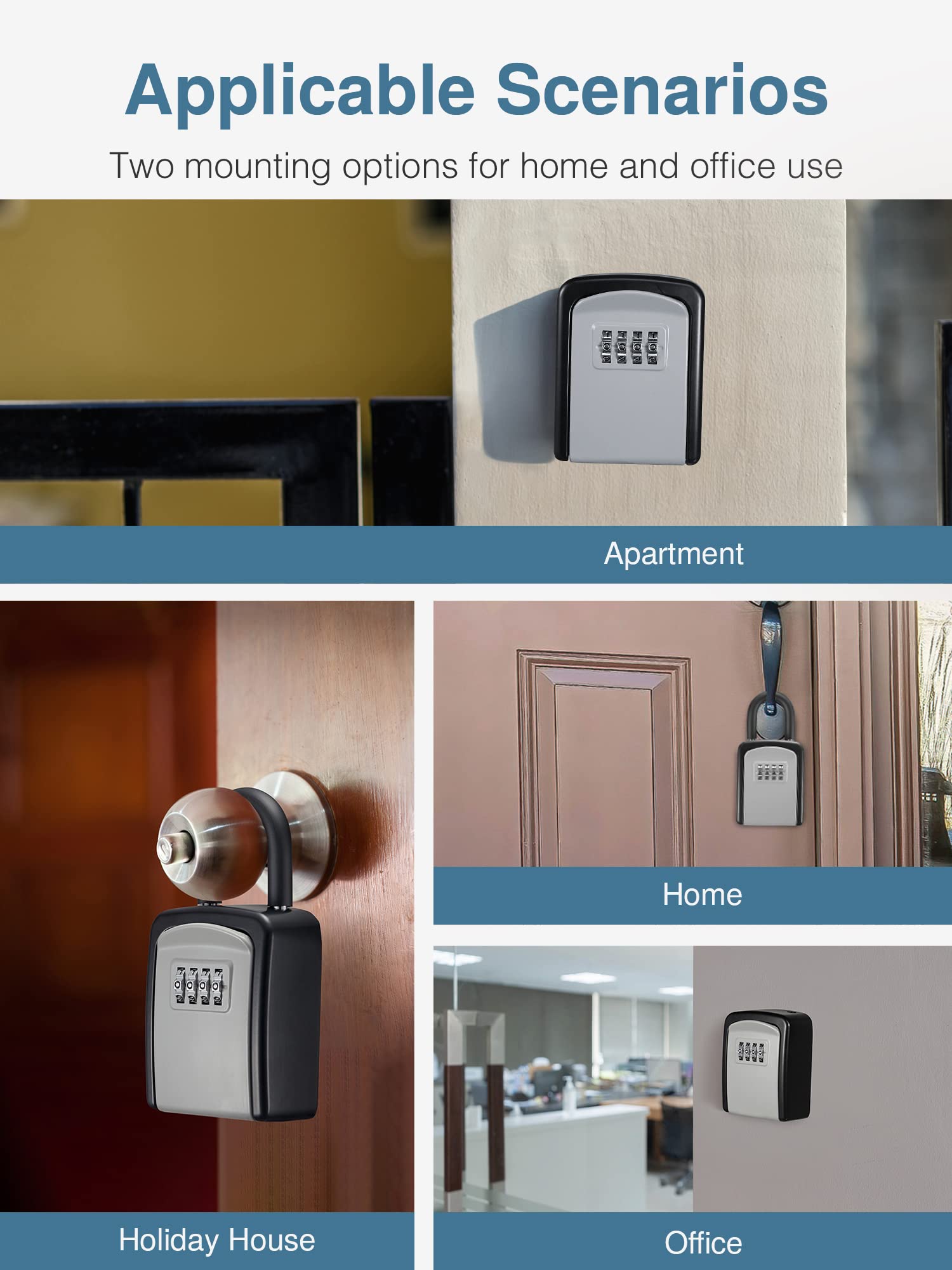Puroma Key Lock Box - Portable Wall-Mounted Combination Lock Box with Resettable Code for Secure Key Storage (2 Pack) | Ideal for Home, Office, Garage & Apartment Spare Keys | Weatherproof Outdoor Key Safe for Vacation Rental & Property Management