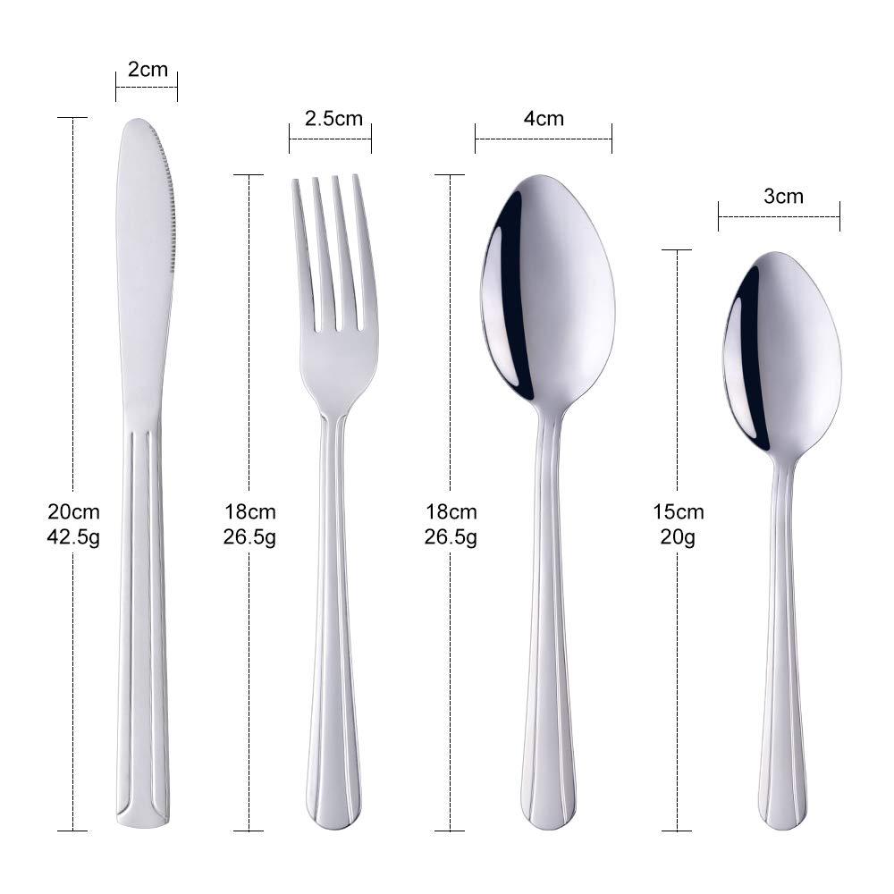 BuyGo 24-Piece Stainless Steel Silverware Set - Elegant Dinner Knife, Fork, Spoon & Teaspoon for 6 - Classic Dishwasher Safe Flatware Cutlery - Perfect for Home Dining, Restaurant Use & Gift Giving
