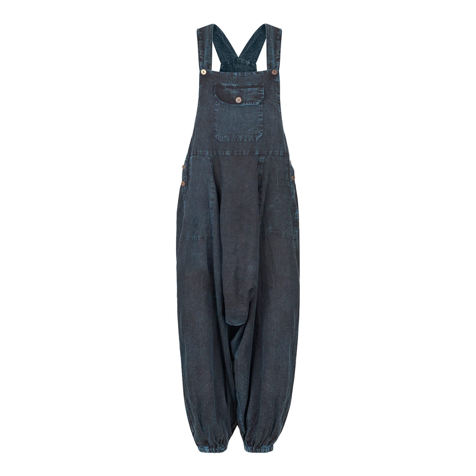 UYTOGOFE Women's Sleeveless Overalls Jumpsuit - Casual Solid Summer Wide Leg Bib Pants with Button Front & Pockets | Perfect for Beach, Vacation, and Outdoor Activities