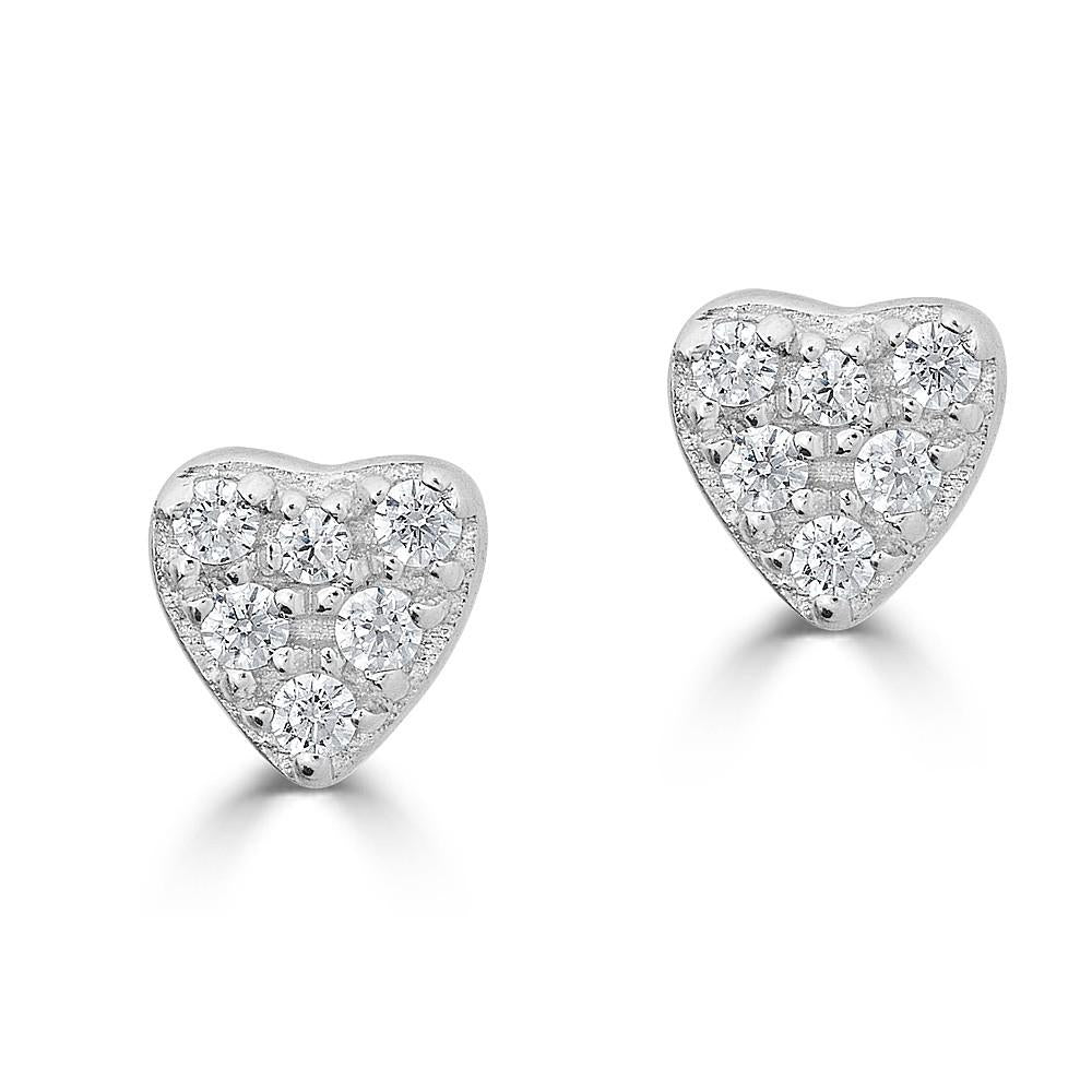 14K Gold Diamond Heart Stud Earrings for Women - 0.06 CTW Pavé Setting - Perfect for Valentine's Day, Anniversary Gifts & Romantic Occasions