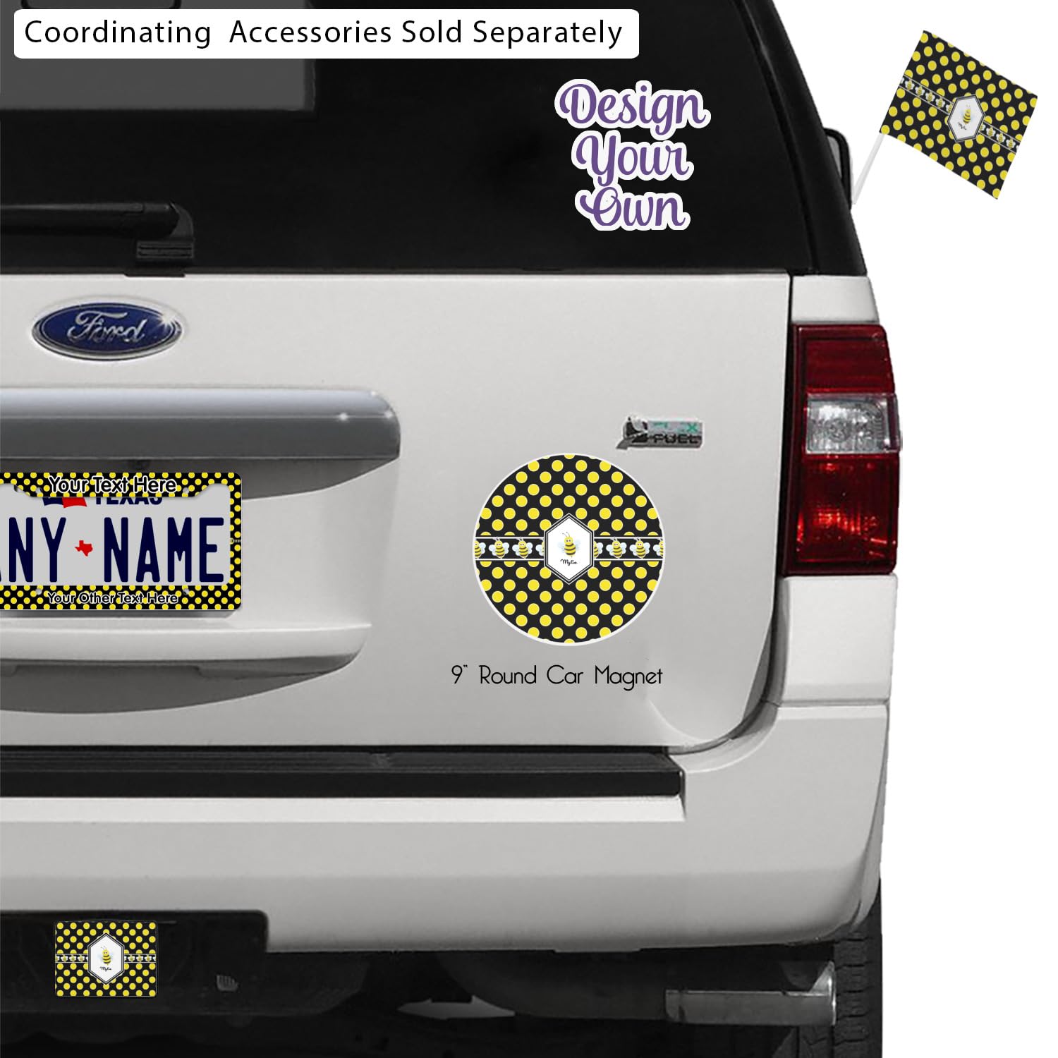 Custom Personalized Bee & Polka Dots Car Floor Mats for Front Seat - Non-Slip, Durable & Washable - Perfect Gift for Car Lovers & Beekeepers - Fits Most Vehicles