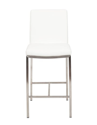 Adam White Stool - Modern Bar Stool for Kitchen, Dining & Office - Adjustable Height & Comfortable Seating