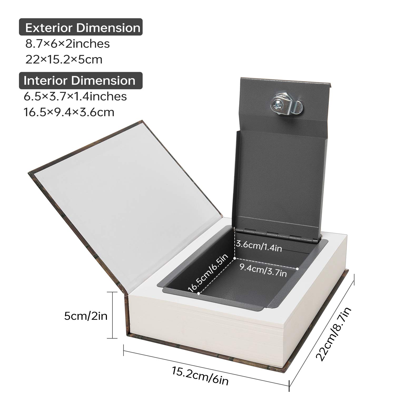 Real Paper Transfer Book Safe with Hidden Compartment & Key Lock - 8.7×6×2 Inch Disguised Storage for Valuables | Perfect for Home Security, Cash Stashing & Travel Essentials