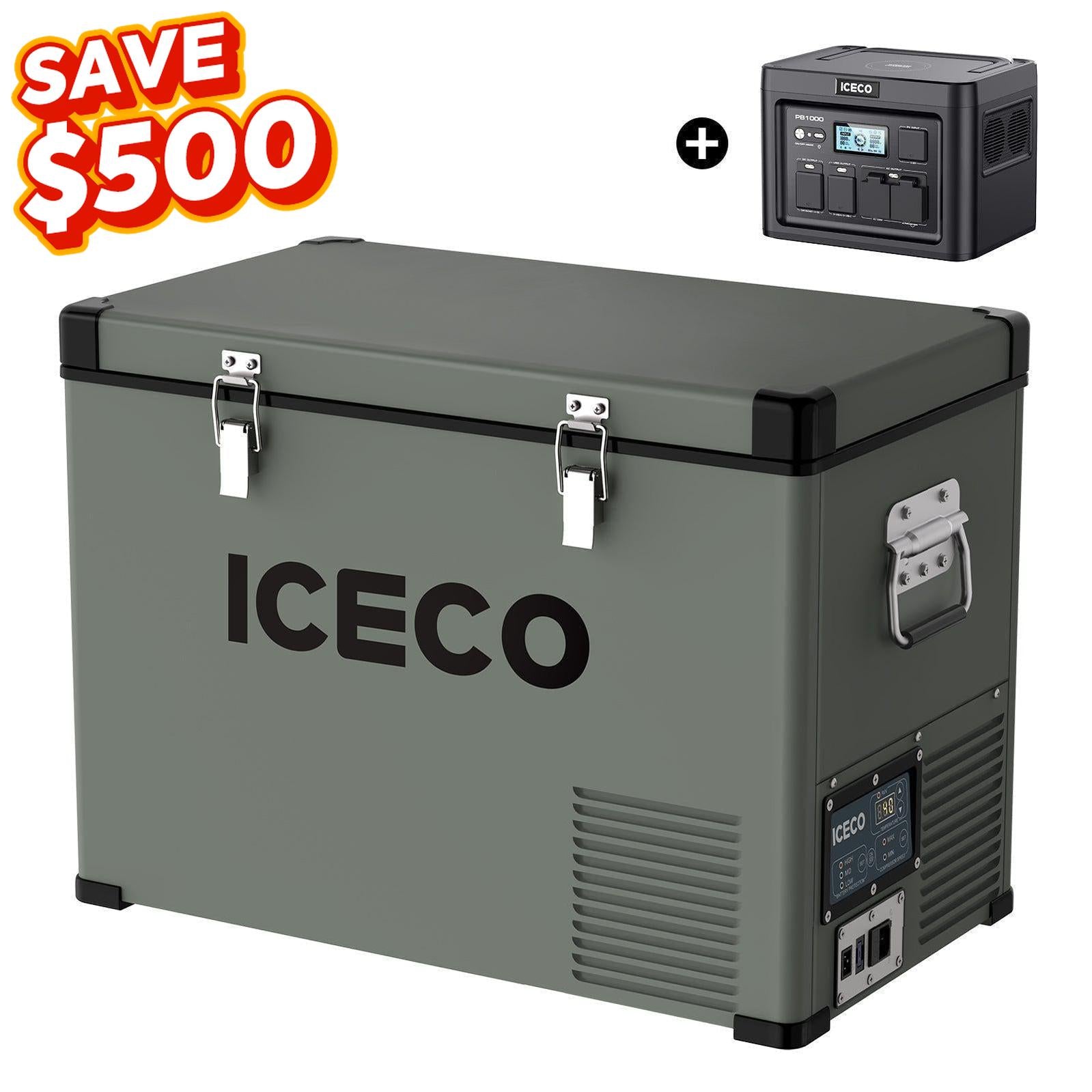 ICECO 47.5QT VL45 Portable Refrigerator with PB1000 Power Station - Car, Camping, RV & Outdoor Adventure Cooler for Travel, Picnic & Emergency Use