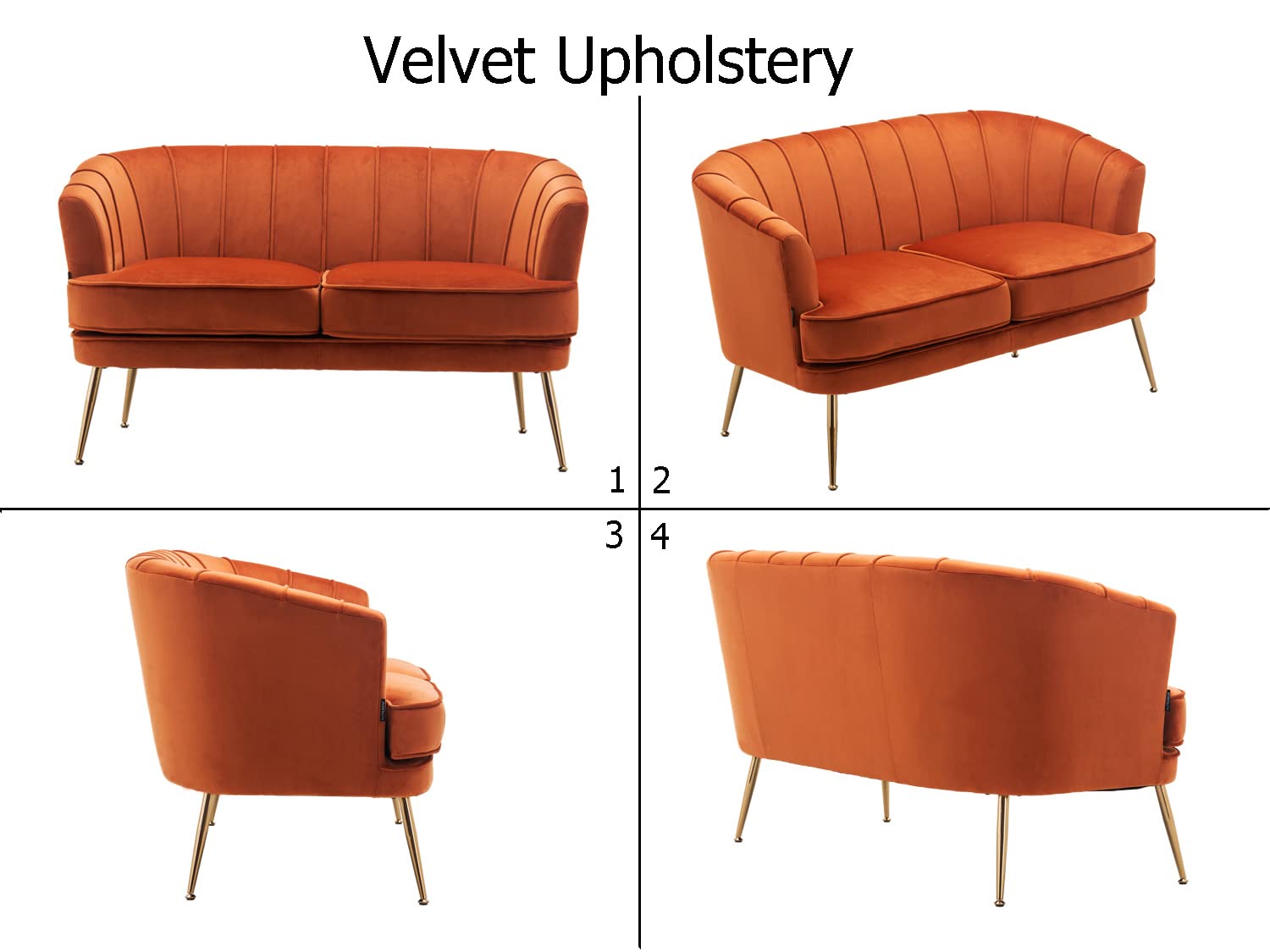 Luxury Velvet Loveseat Sofa - Modern Tufted Chesterfield Style 2-Seater Couch for Living Room & Bedroom - Soft & Comfy Caramel Brown Velvet Fabric - Perfect for Small Spaces, Apartments, and Cozy Home Decor