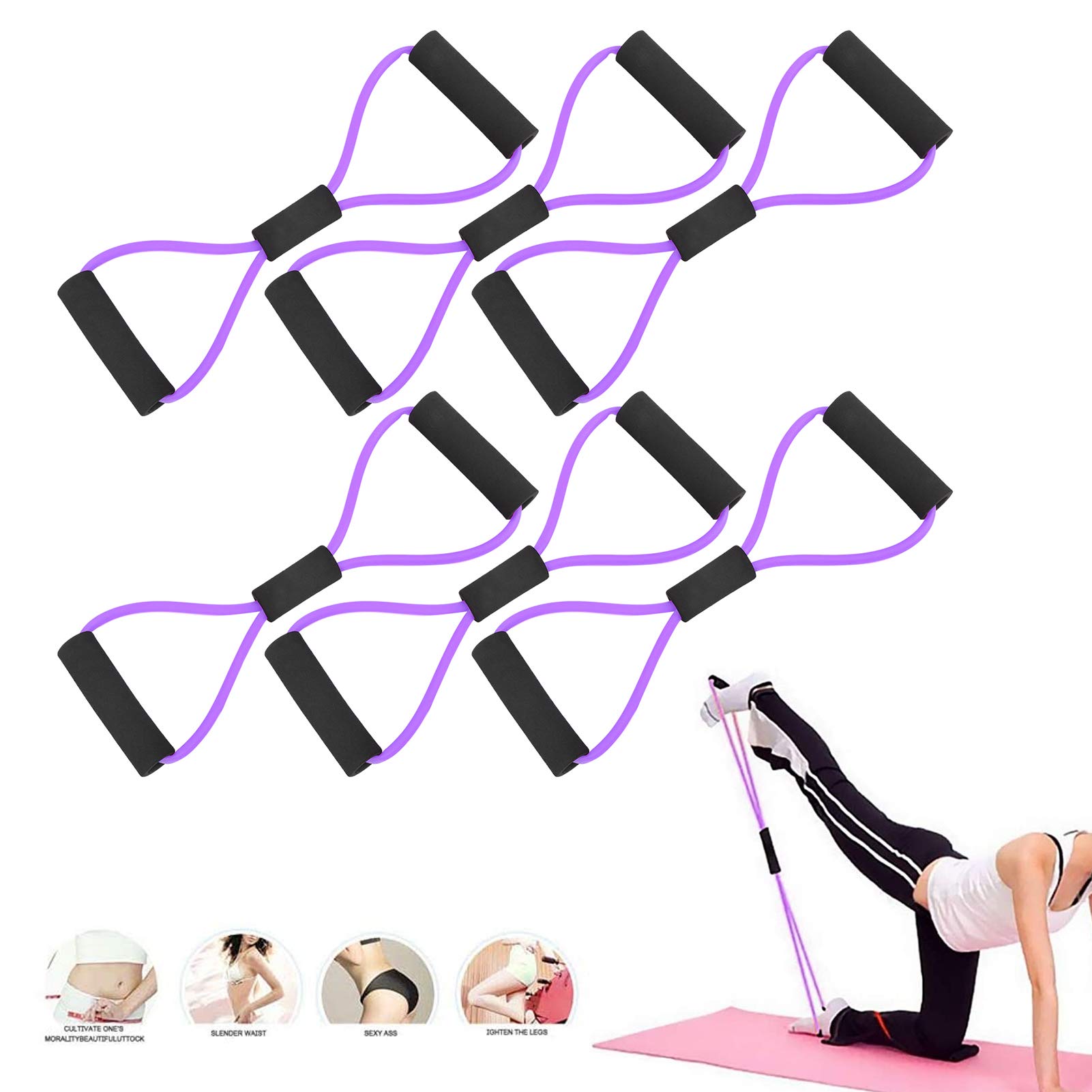LZKW Resistance Bands Set - 6-Piece Exercise Bands for Yoga, Pilates, Strength Training & Stretching - Home Gym Equipment for Fitness, Physical Therapy & Competitive Athletes (Ideal for Home Workouts, Gym Training & Rehabilitation)