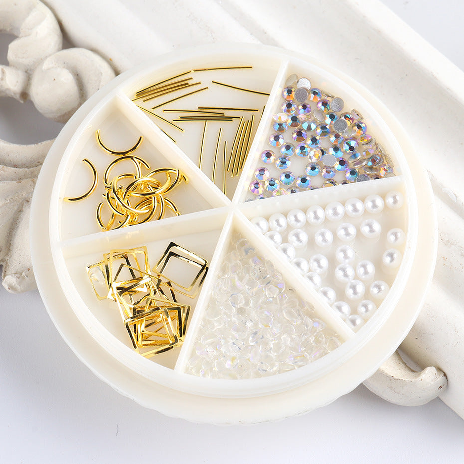 Rhinestone and Charm Nail Art Decoration Wheels for DIY Manicures - Perfect for Nail Salons, Home Nail Art, and Party Glam Looks