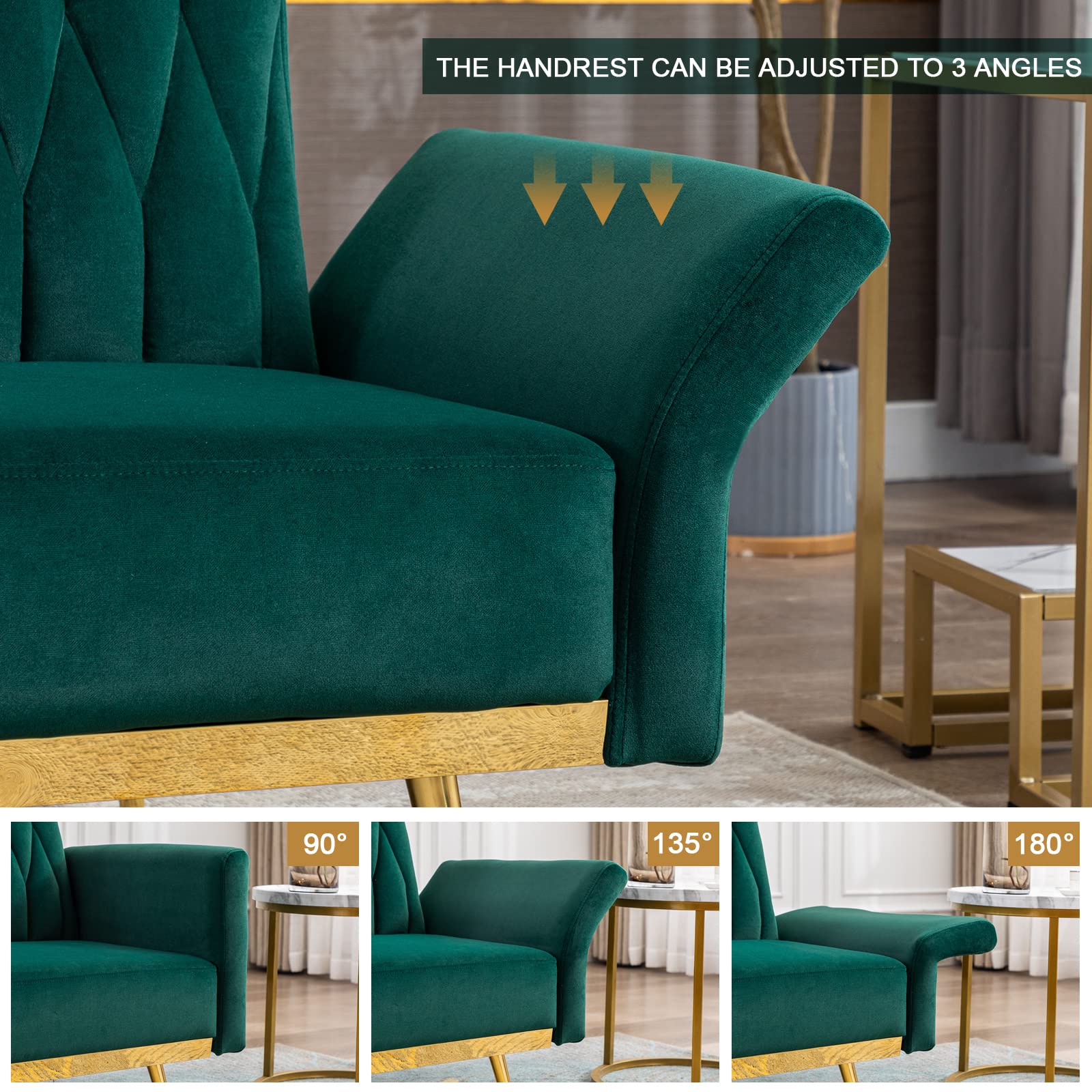 Convertible Futon Sofa Bed with Golden Legs - 70
