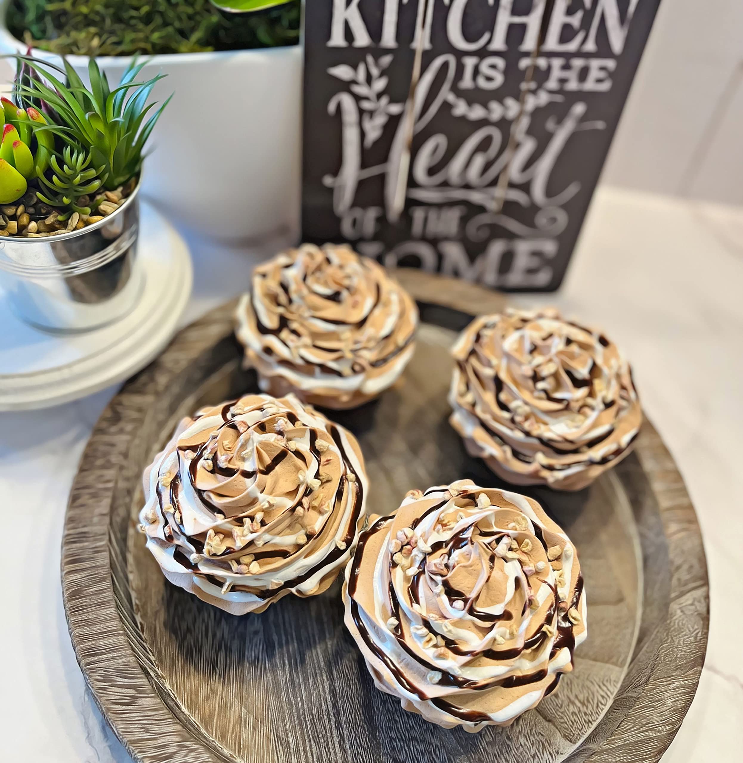 Rocky Road Fake Cupcakes & Artificial Cake Decor - Realistic Faux Dessert Display for Home, Kitchen & Party Decorations - Fake Food Props for Cake Plates, Dessert Tables & Themed Events