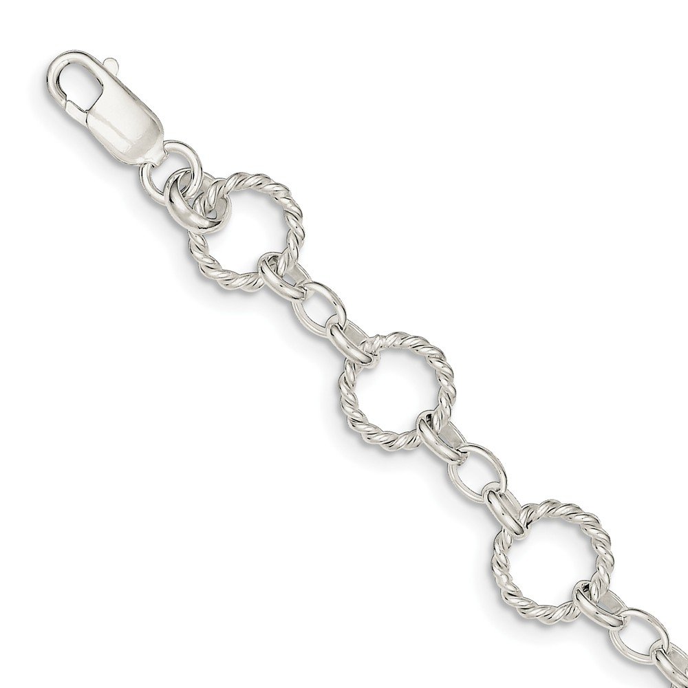 Jewels By Lux Sterling Silver Twist Circle Link Bracelet - Elegant Stackable Jewelry for Women, Perfect for Everyday Wear & Special Occasions