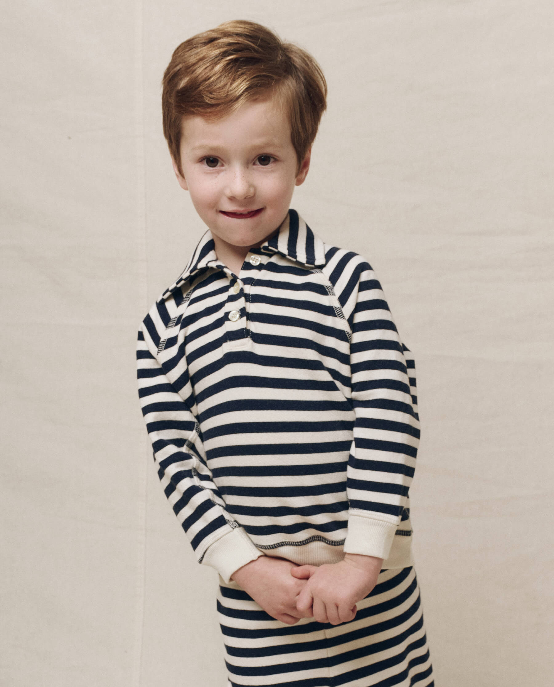 Little Rugby Sweatshirt - Navy Sailor Stripe Design | Cute Kids' Casual Wear for School & Playdates