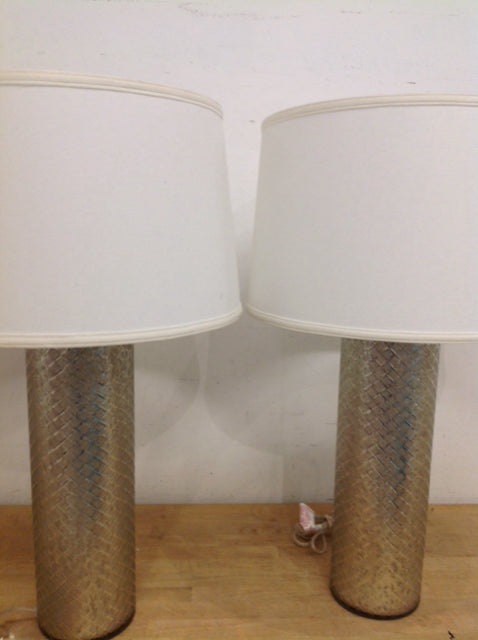 30 Pair Ethan Allen Silver Glass Lamps - Vintage Style Table Lamps for Living Room, Bedroom & Office Decor