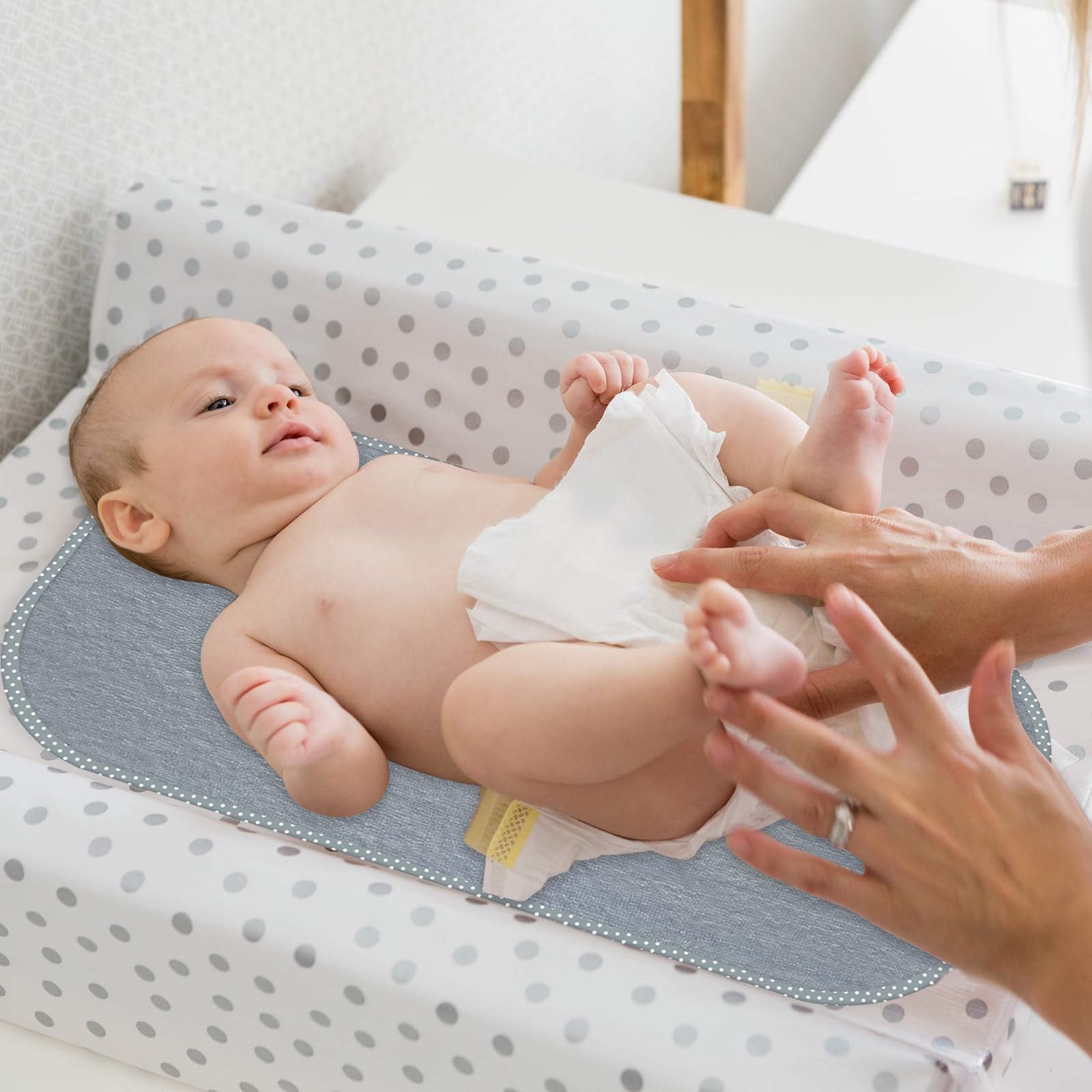 Waterproof Baby Changing Pad Liners (6 Pack) - Reusable & Washable Changing Table Cover for Diaper Changing Station, Portable Diaper Changing Mat - Perfect for Nursery, Travel & On-the-Go Diaper Changes (Grey)