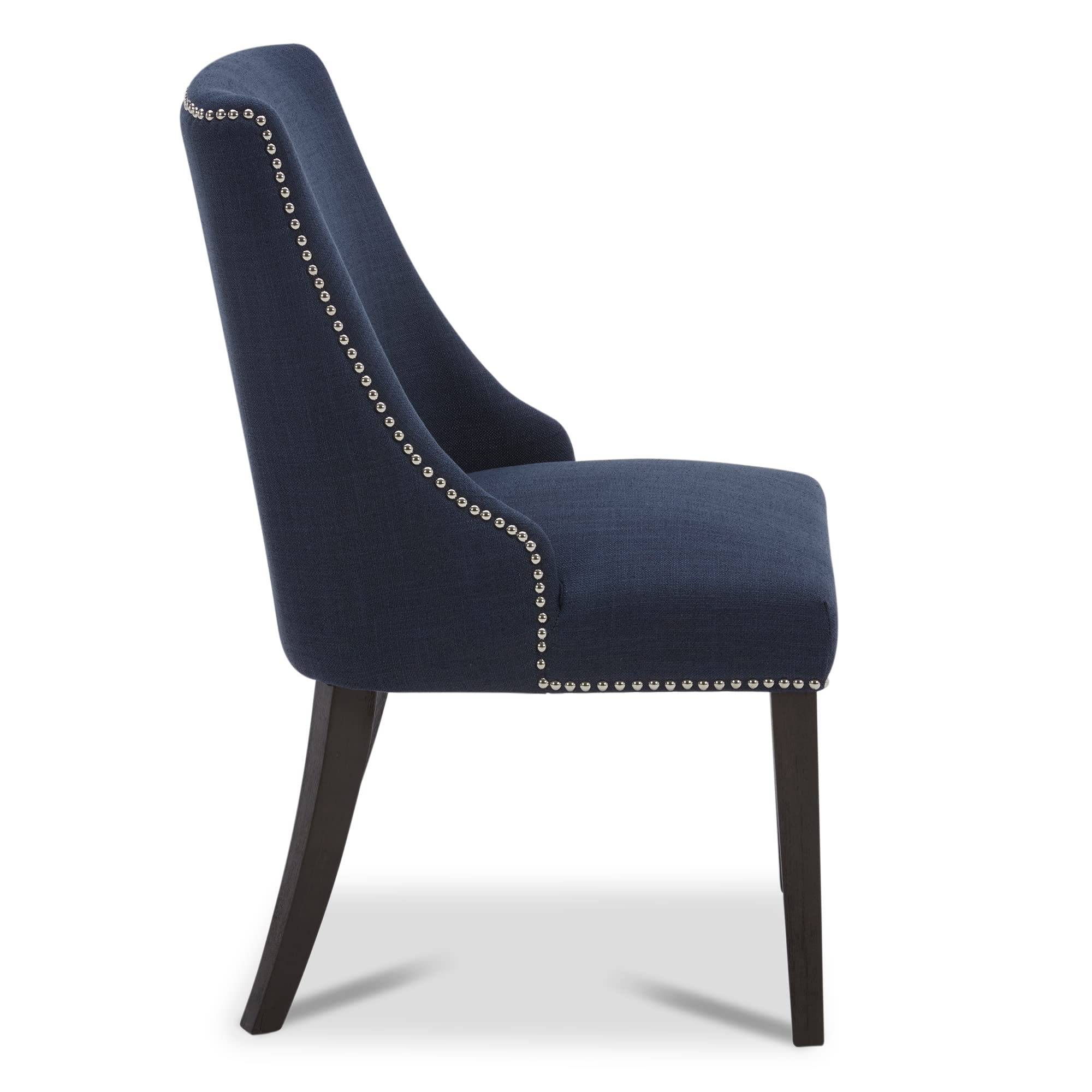 CHITA Farmhouse Dining Chairs Set of 2 - Upholstered High Back Fabric Chairs with Nailhead Trim, Insignia Blue - Perfect for Kitchen, Dining Room, Breakfast Nook & Farmhouse Decor