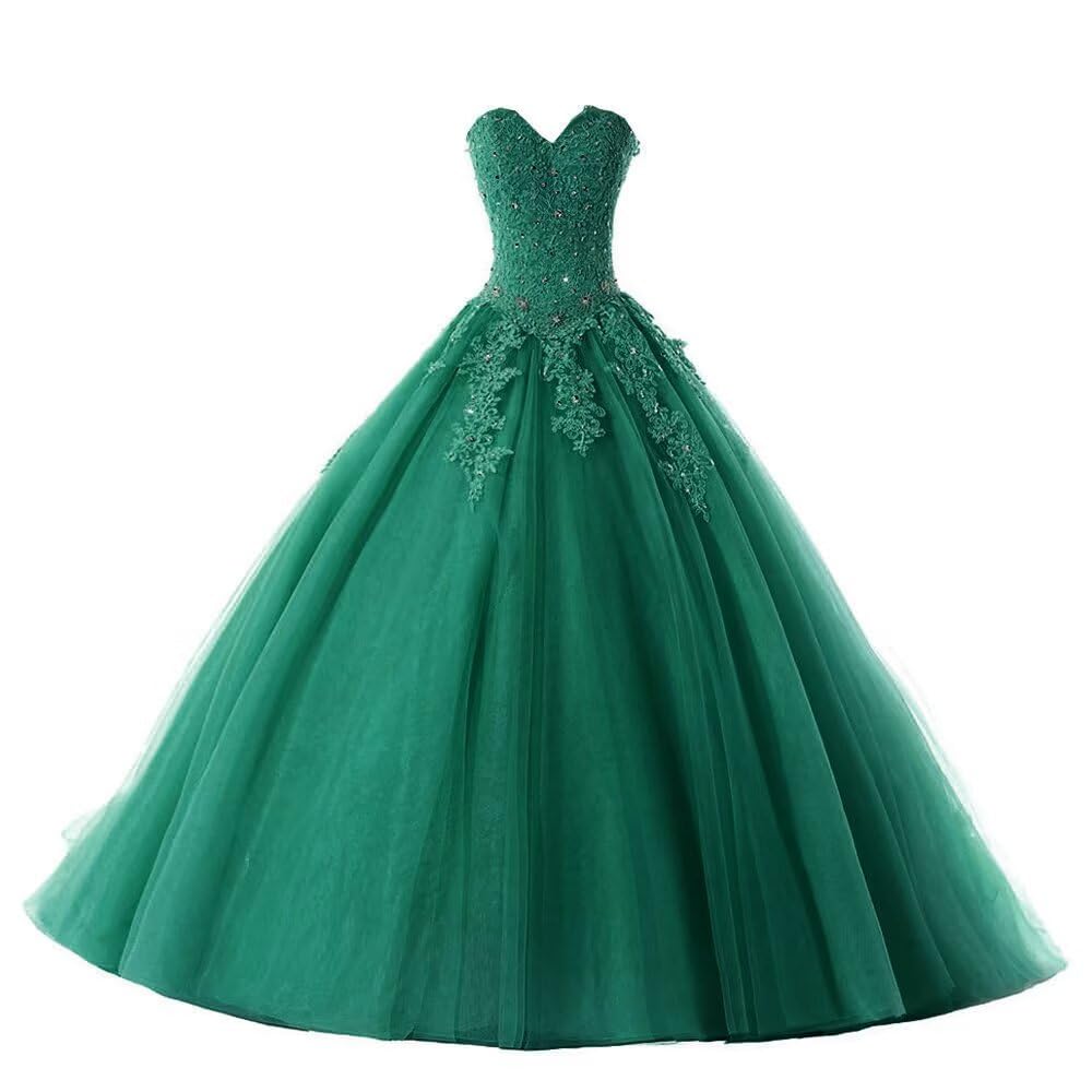 Elegant Teal Quinceañera Ball Gown with Crystal Sequins & Silver Beading - Women's Formal Prom Dress for Special Occasions, Parties & Evening Events