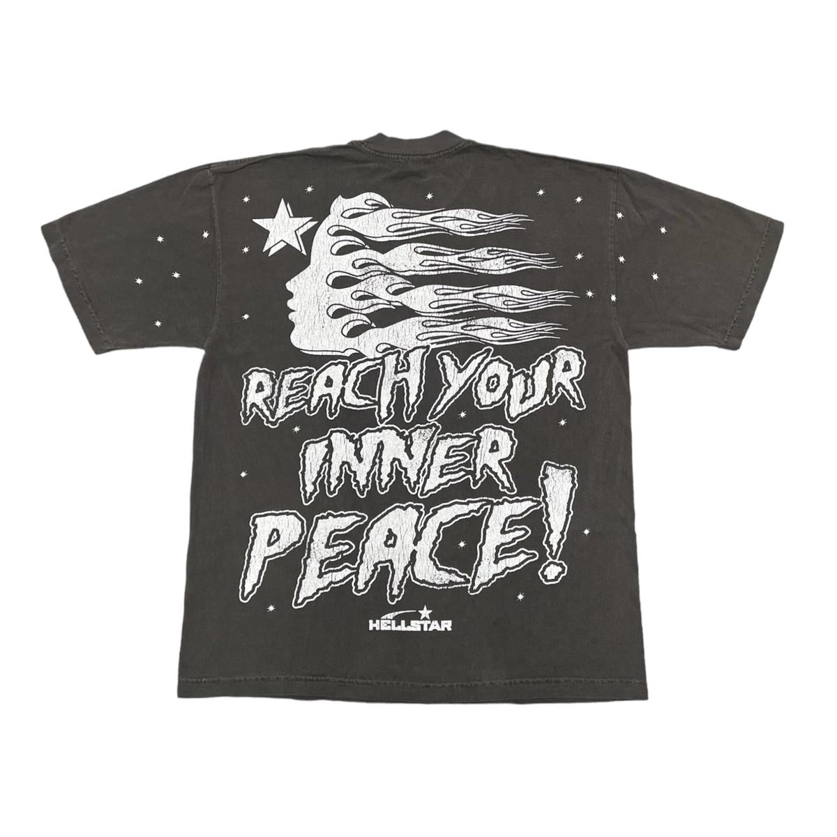 Hellstar Studios Inner Peace Short Sleeve T-Shirt for Men & Women - Soft Cotton Relaxed Fit Black Tee - Casual Streetwear & Yoga Meditation Outfit