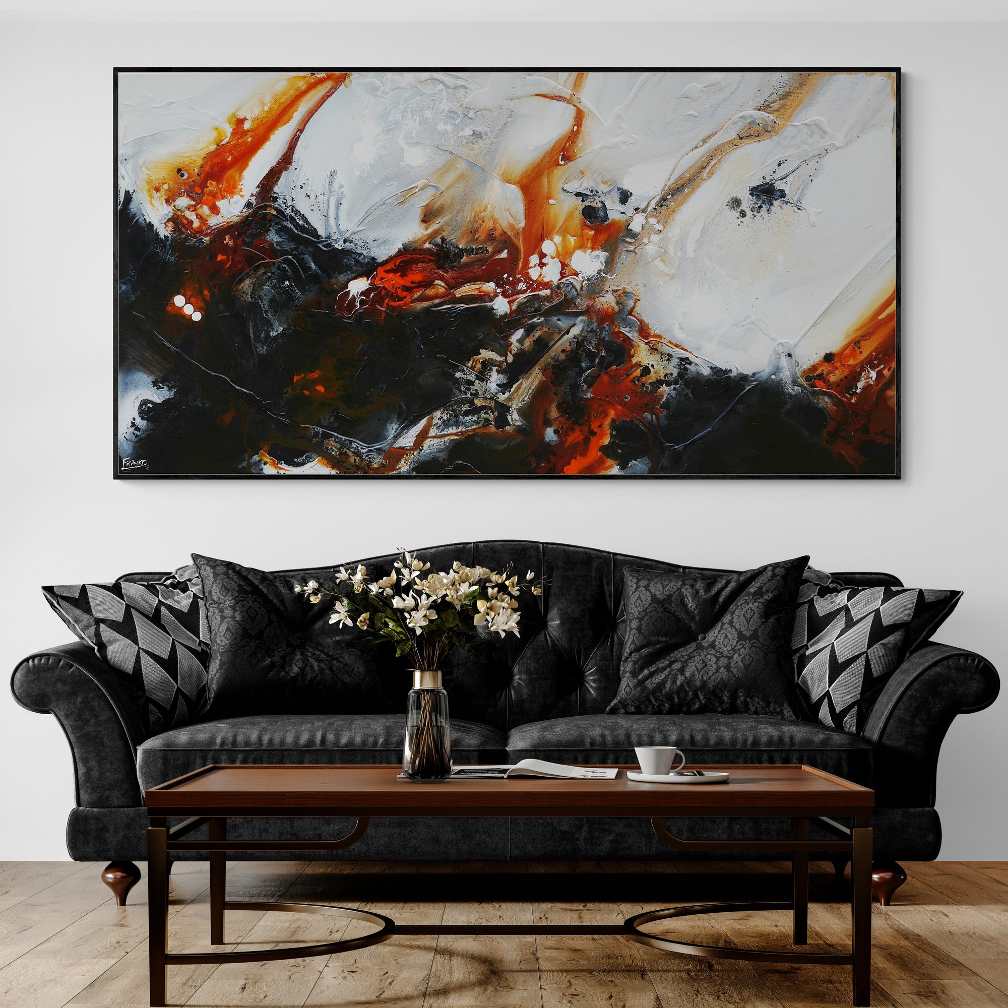 190cm x 100cm Large Textured Abstract Canvas Art Painting - Modern Wall Decor for Living Room, Bedroom & Office