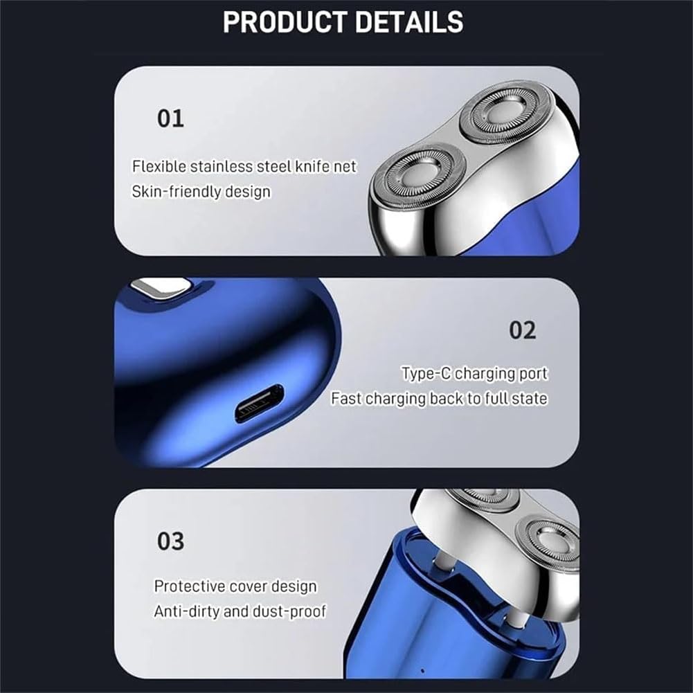 Rechargeable Waterproof Electric Razor for Men - Mini Double Head USB Shaver with Magnetic Detachable Design, Portable Travel & Home Use - Perfect for Business Trips, Gym, and Daily Grooming