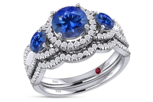 Lab Created Blue Sapphire White Gold Over Silver