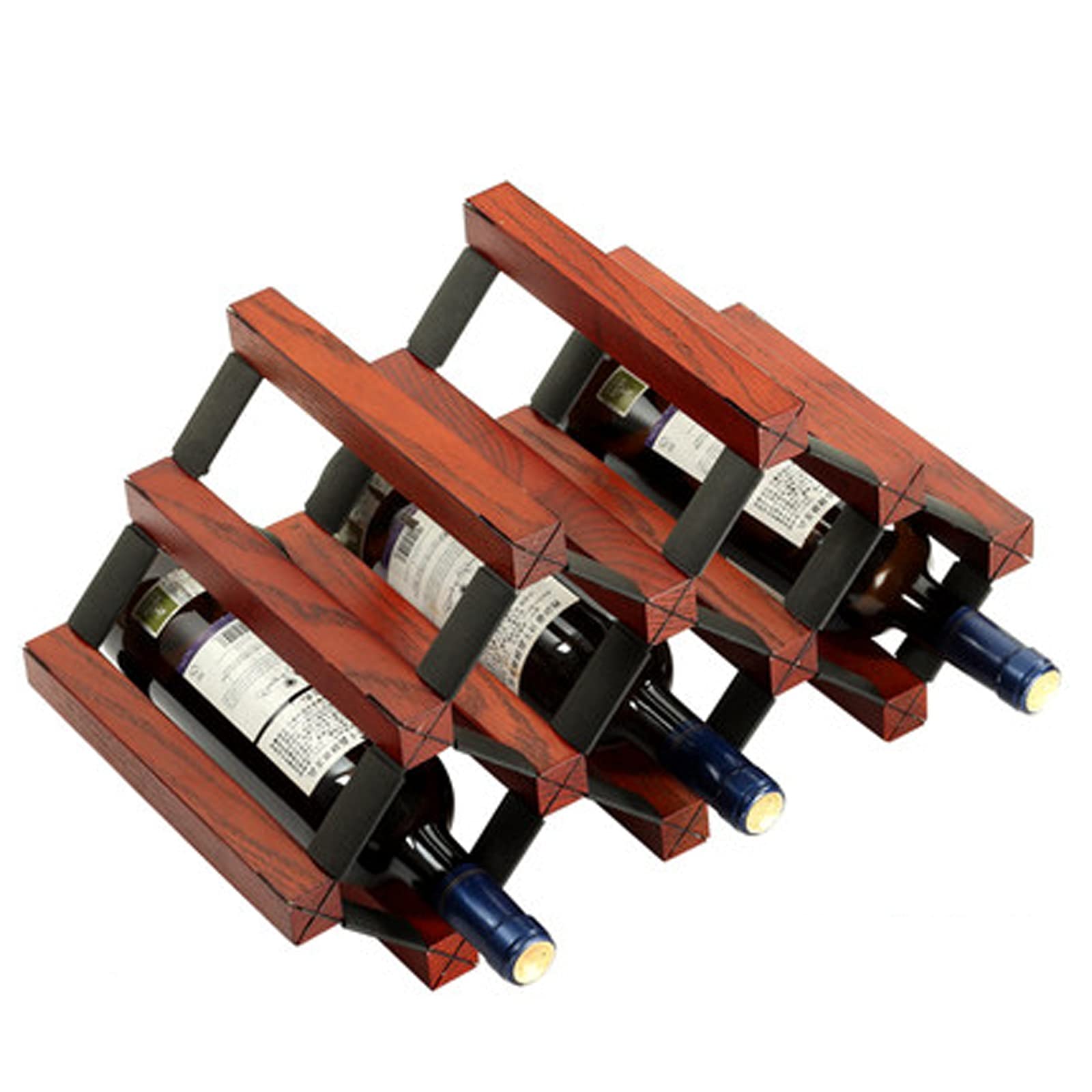 Free Standing Wooden Wine Rack - Countertop Bottle Holder with 12 Bottle Capacity | Solid Wood Wine Storage Display Shelf for Home, Kitchen, Bar, Cabinet & Pantry | Perfect for Entertaining, Dining Rooms & Wine Cellars (Antique Finish, Size A)