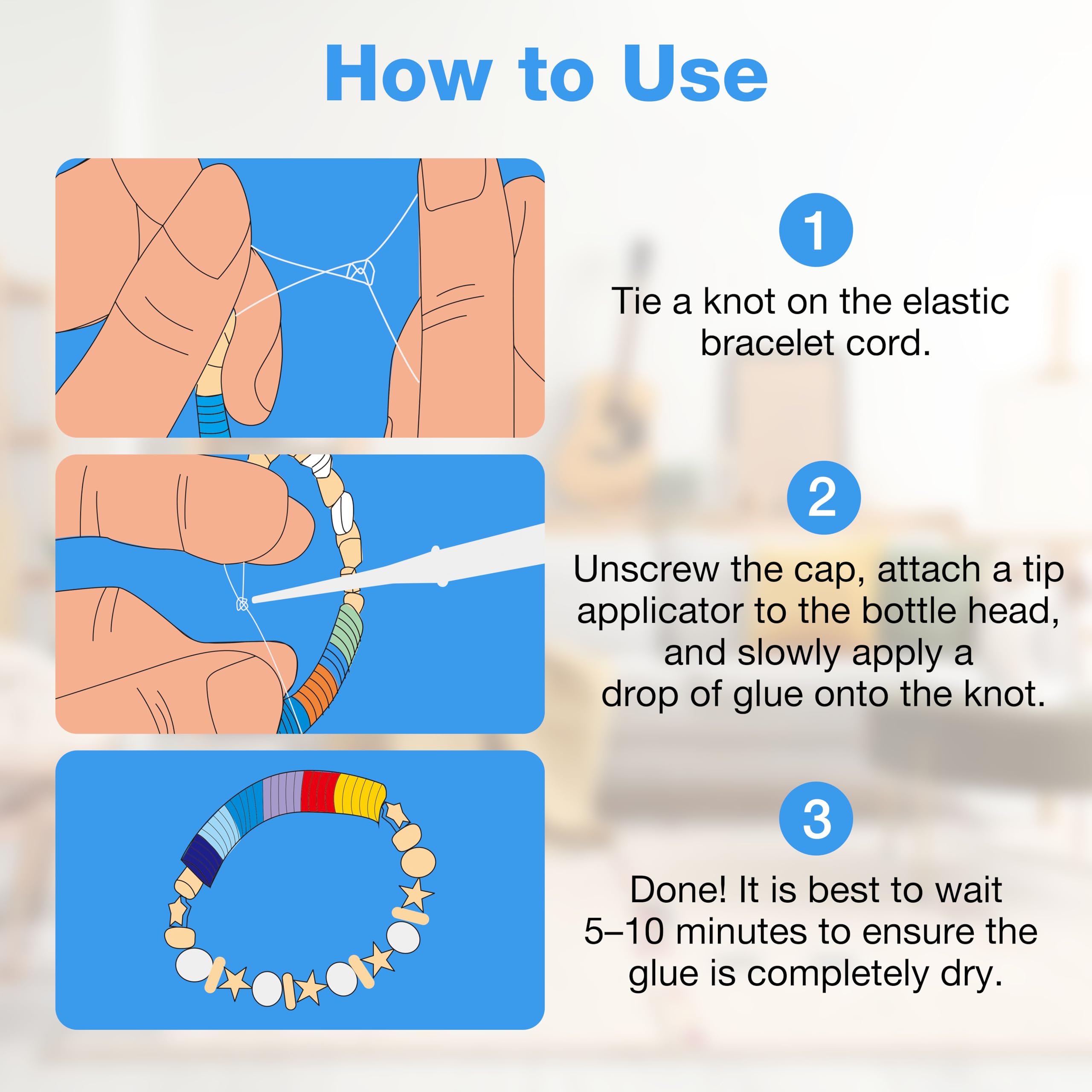 Stretchy Elastic Bracelet String for Jewelry Making - Professional Knot Fixing Drip to Keep Beaded Bracelets Secure - Clay Beads Jewelry Glue & DIY Craft Supplies (30g x 2) - Perfect for Handmade Bracelets, Beading Projects & Jewelry Repair