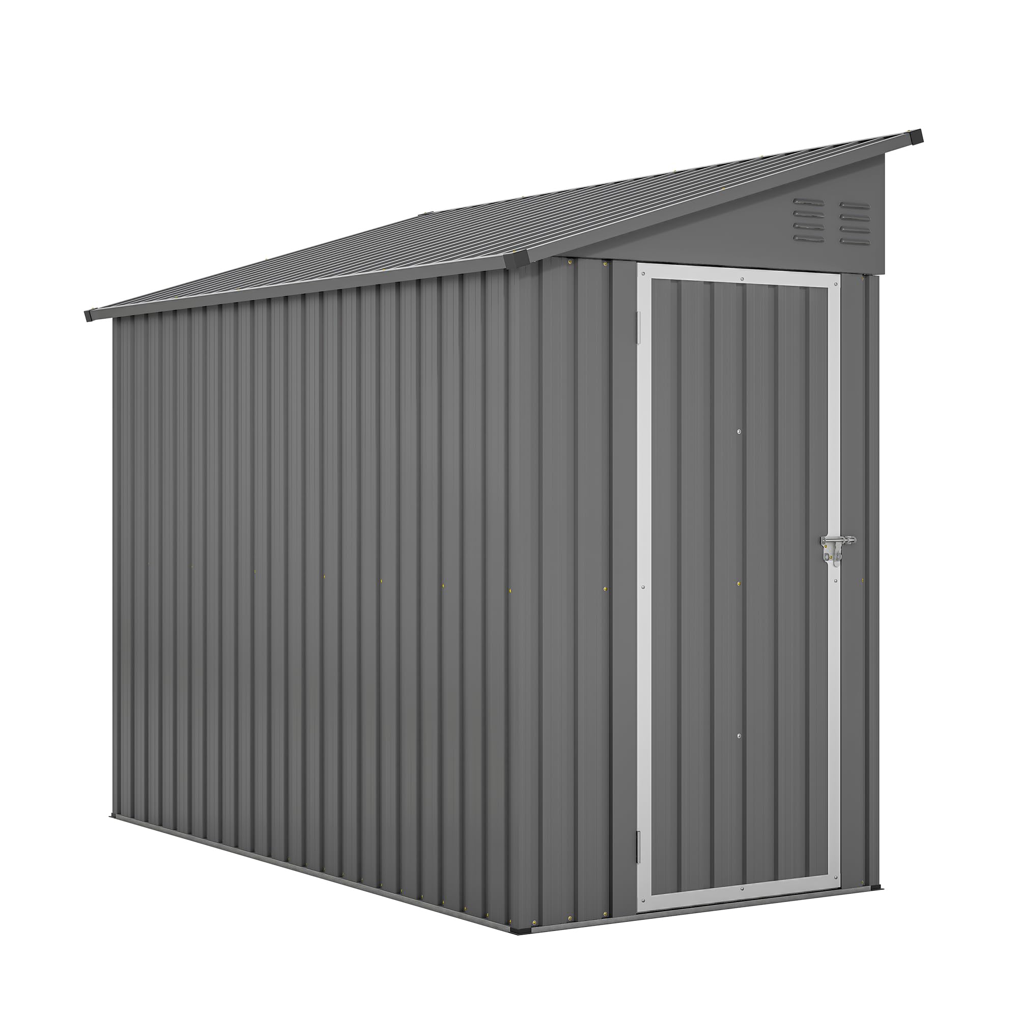 4' x 8' Lean-to Metal Storage Shed - Outdoor Garden Shed for Backyard, Patio & Yard Organization | Grey Weather-Resistant Utility Shed for Tools, Lawn Equipment & Seasonal Storage