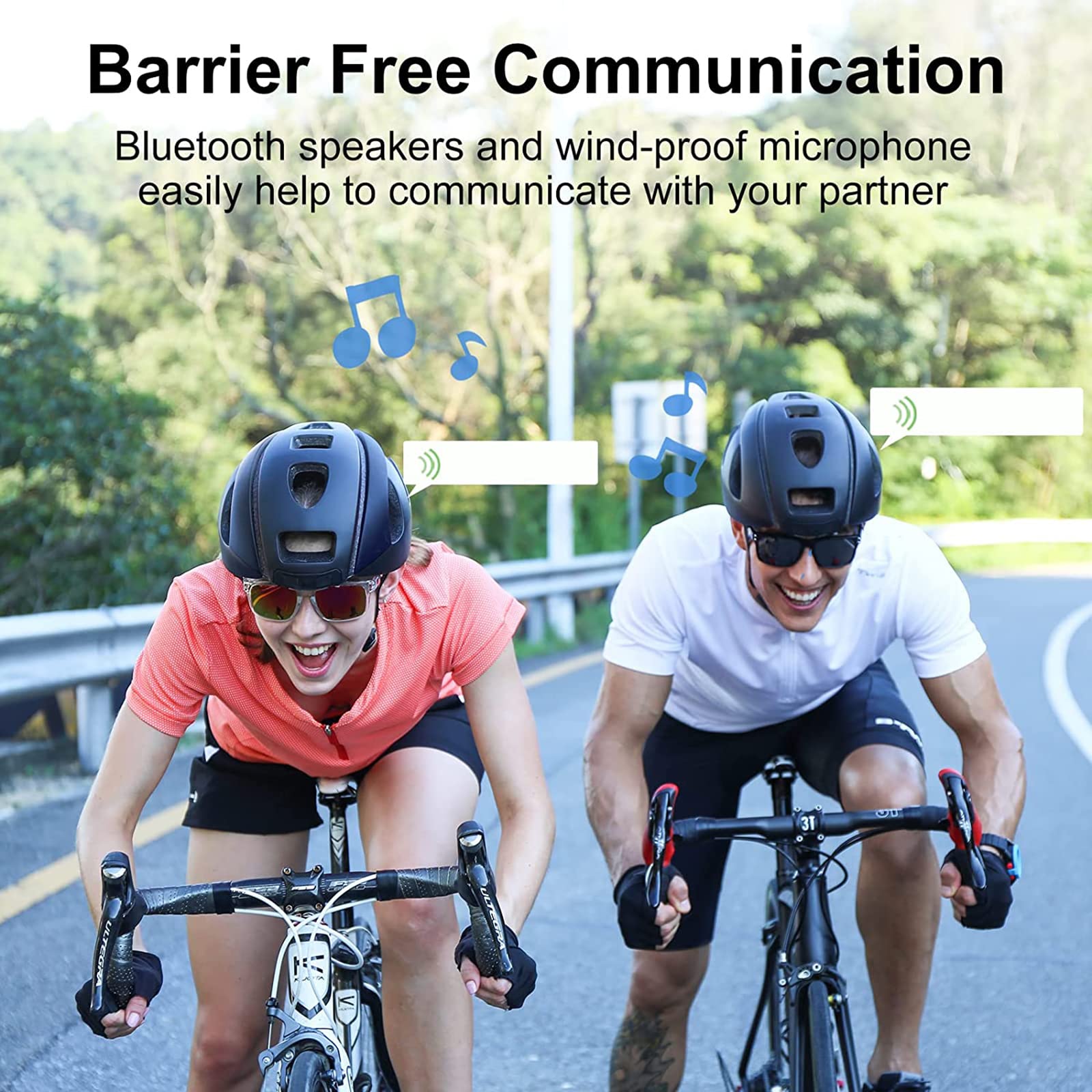 SH55M Smart Bluetooth Bike Helmet with Speakers & Mic, Smart Turn Signals, Fall Detection, Rear Light, CE CPSC Certified, for Adults Men Women - Perfect for Cycling, Commuting, and Outdoor Adventures