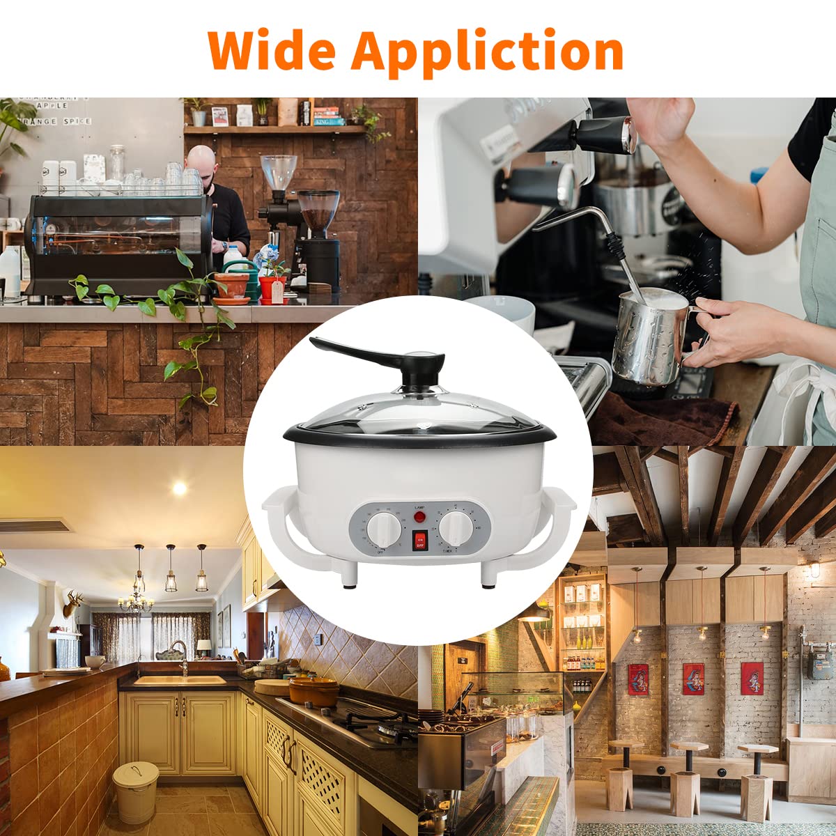 Upgrade 1200W Electric Coffee Roaster Machine for Home Use - 110V Household Coffee Bean Roaster with Timer - Perfect for Roasting Coffee Beans, Peanuts & Nuts - Ideal for Coffee Enthusiasts & Small Batch Roasting at Home