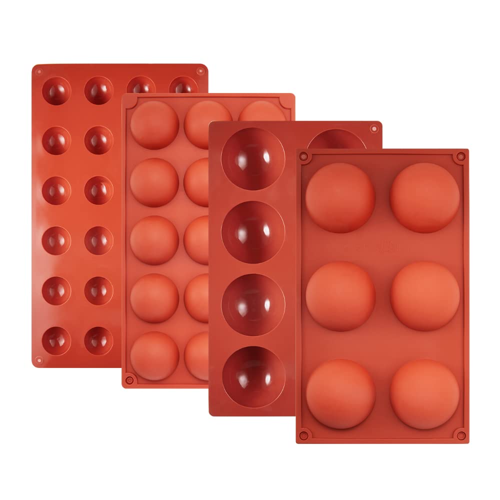 4 PCS Semi-Circular Silicone Baking Molds - BPA Free Non-Stick Half Sphere Molds for Candy, Chocolate & Cookies | Perfect for DIY Desserts, Cake Decorating & Holiday Treats