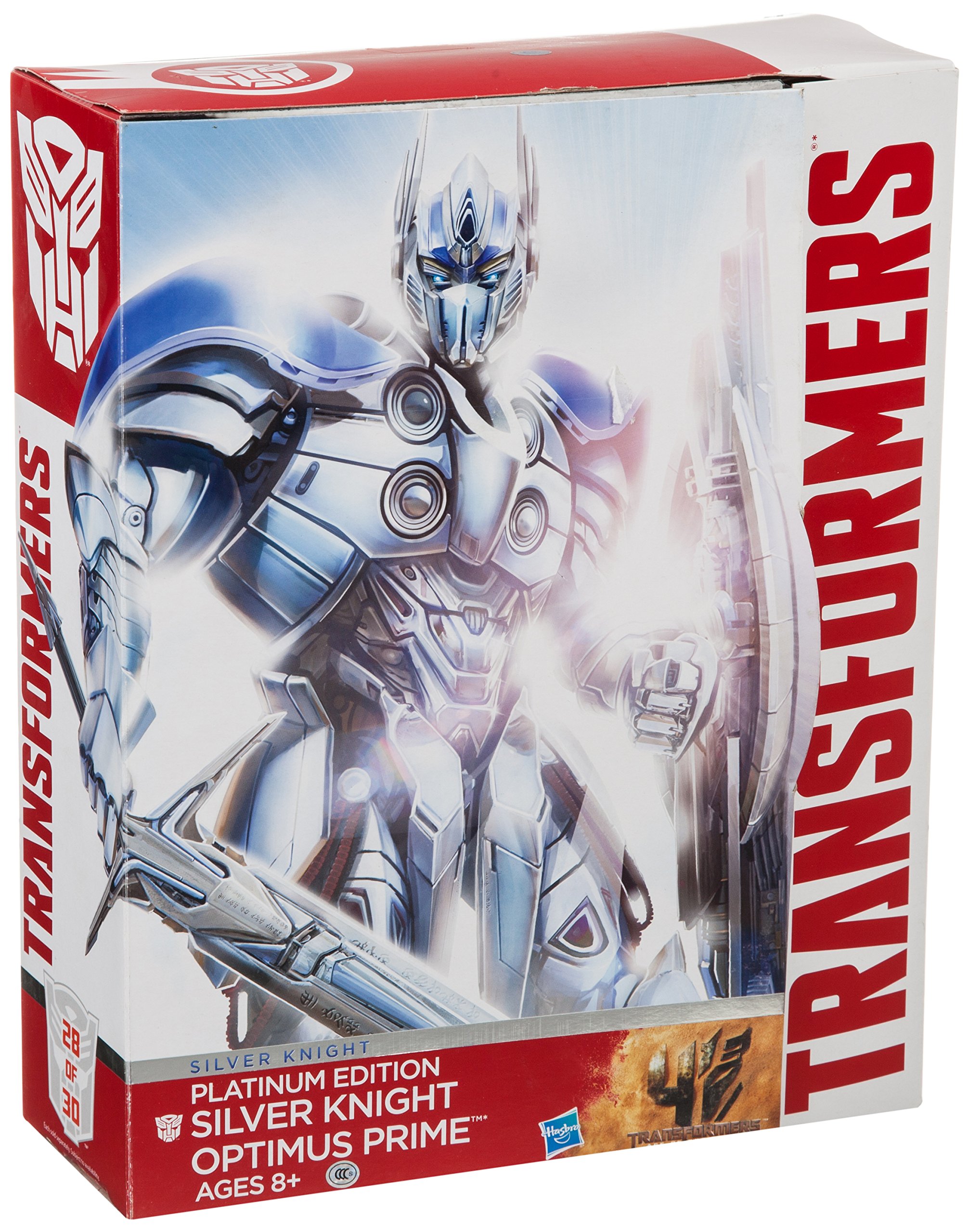 Hasbro Transformers Platinum Edition Silver Knight Optimus Prime Action Figure - Collectible Robot Toy for Kids & Adults, Perfect for Display & Play