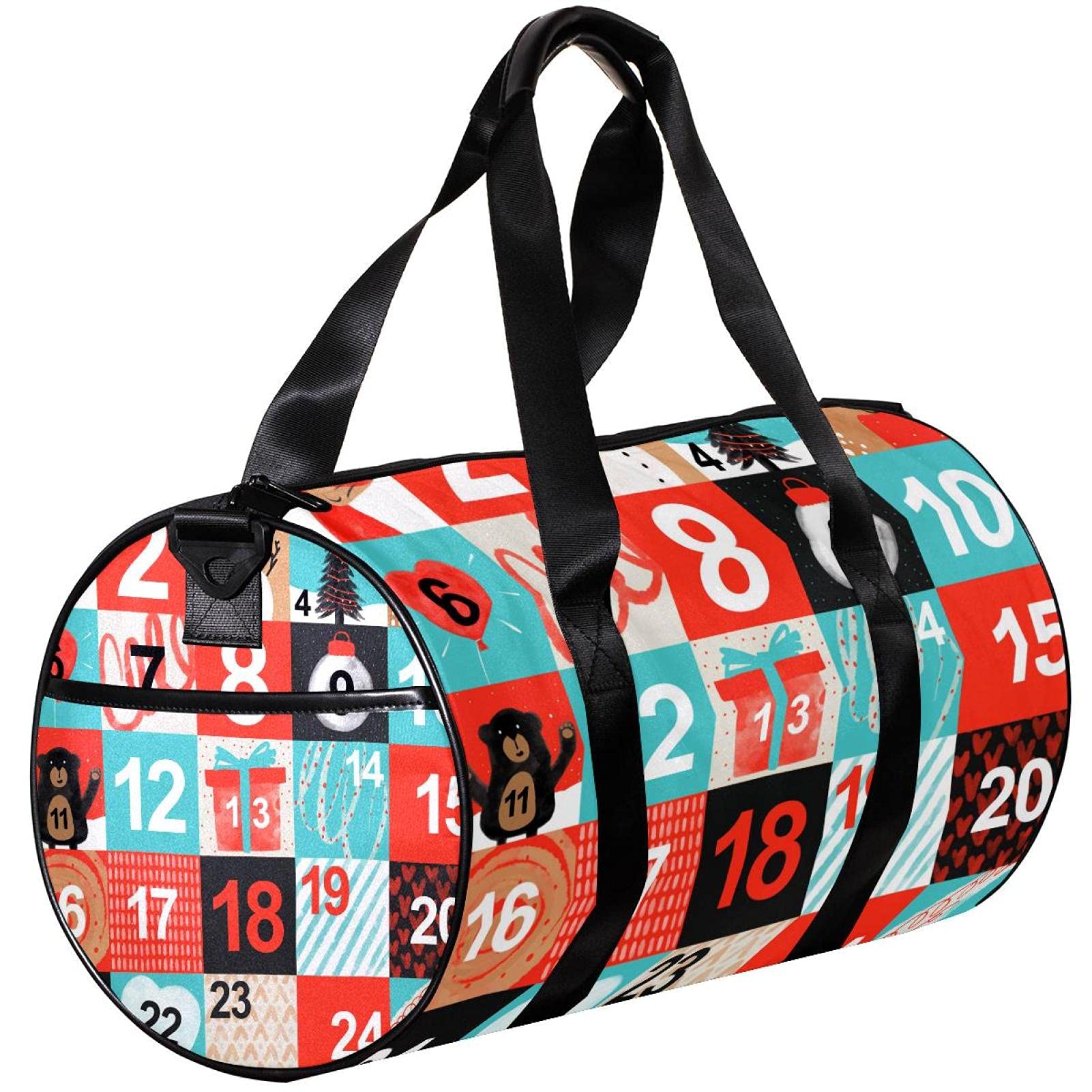 Small Travel Duffel Bag - Christmas Square Shaped Canvas Gym Bag for Sports & Workouts | Lightweight Carry-On Luggage for Weekend Trips, Gym, Yoga & Outdoor Activities
