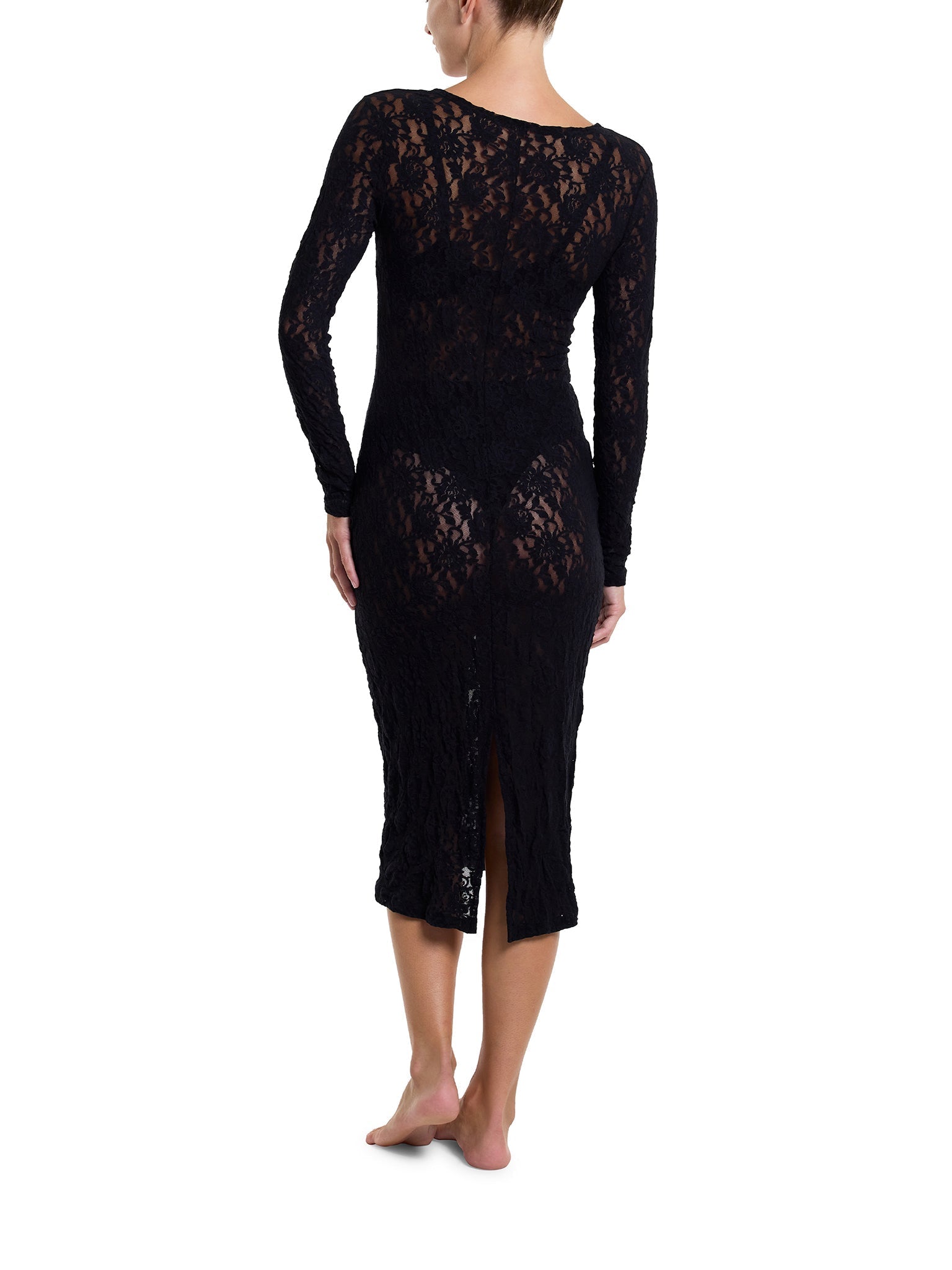Elegant Signature Lace Long Sleeve Midi Dress for Women - Perfect for Weddings, Parties & Special Occasions