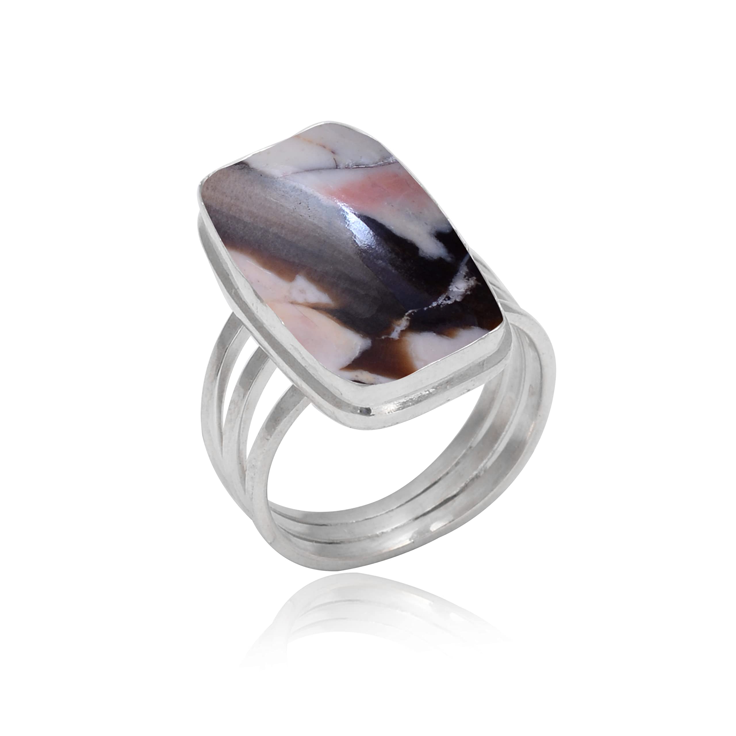 Veracity Jewelry Women's Peanut Wood Jasper Ring - 925 Sterling Silver Healing Meditation Jewelry with Coffee Color Jasper Gemstone (VSR-778) | Handmade Spiritual Jewelry for Yoga, Meditation & Positive Energy