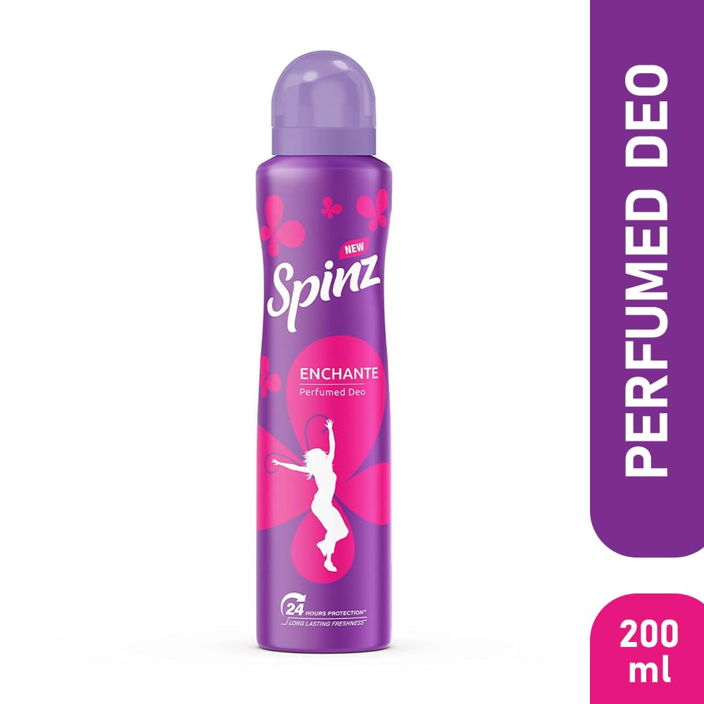 Spinz Enchante Perfumed Deodorant for Women - Long Lasting Freshness & 24-Hour Odor Protection with International Fragrances (200ml) - Perfect for Daily Use, Workouts & Travel