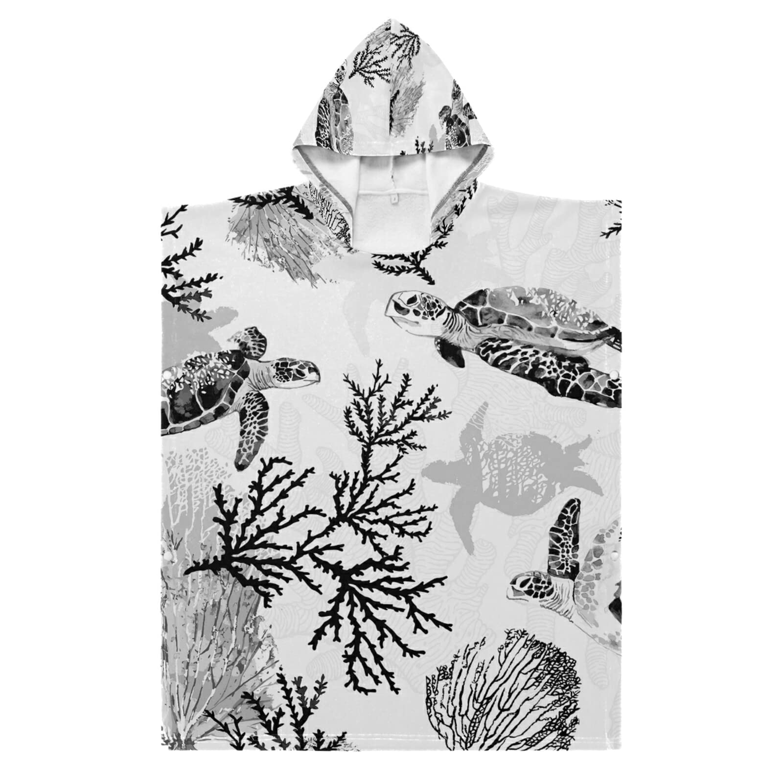 Kids Surf Poncho Changing Robe - Sea Turtle Print Hooded Bathrobe with Pocket for Boys & Girls | Quick-Dry Polyester & Cotton Towel Wetsuit | Perfect for Beach, Pool & Surfing Activities