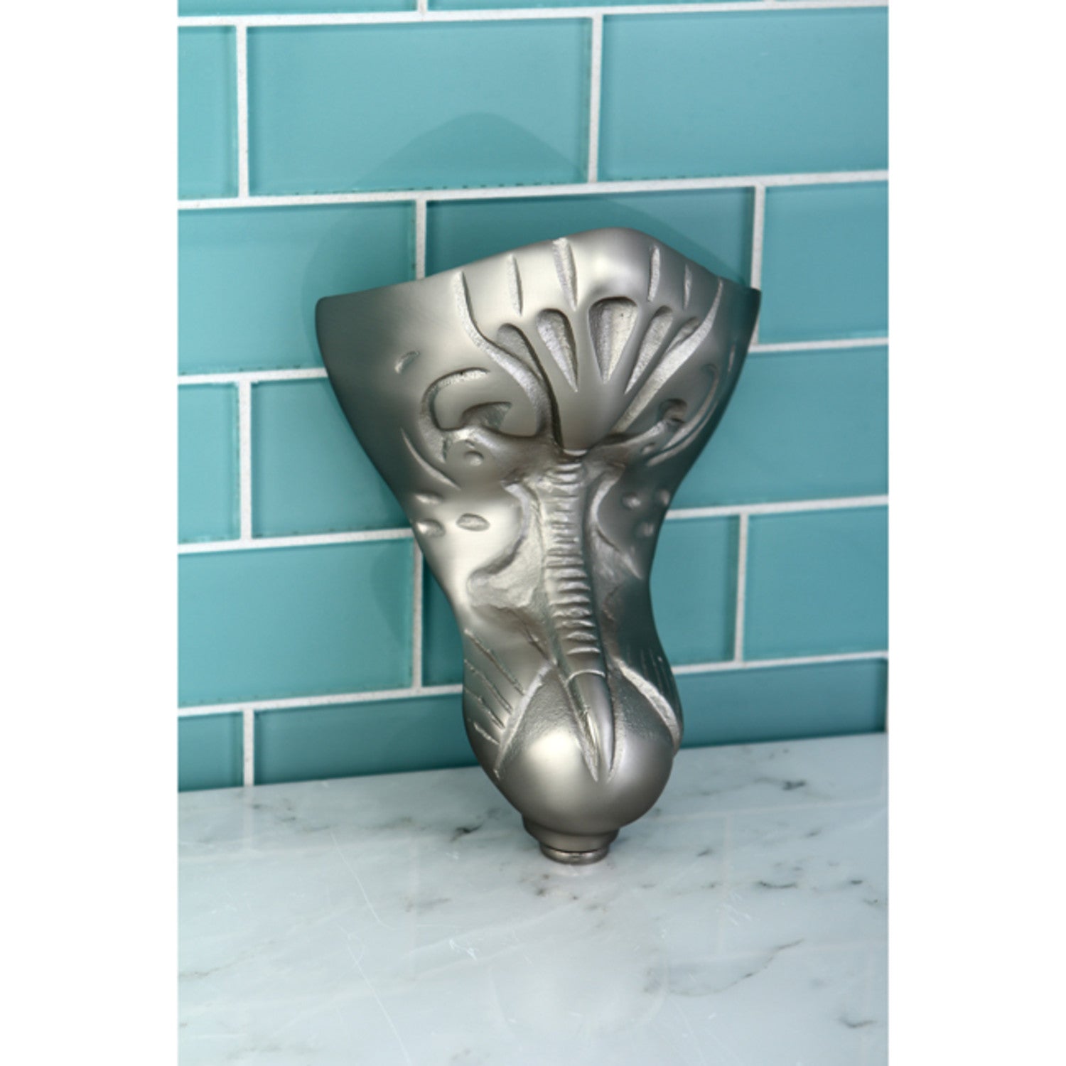 Aqua Eden VCTNT8 4-Piece Cast Iron Tub Feet Set in Brushed Nickel Finish - Heavy Duty Bathtub Legs for Vintage & Modern Bathroom Renovations